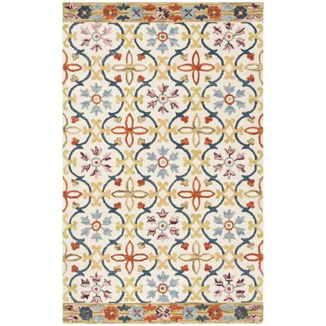 Suzani SZN310 Hand Hooked Indoor Area Rug - Ivory/Multi - 5'x8' - Safavieh.