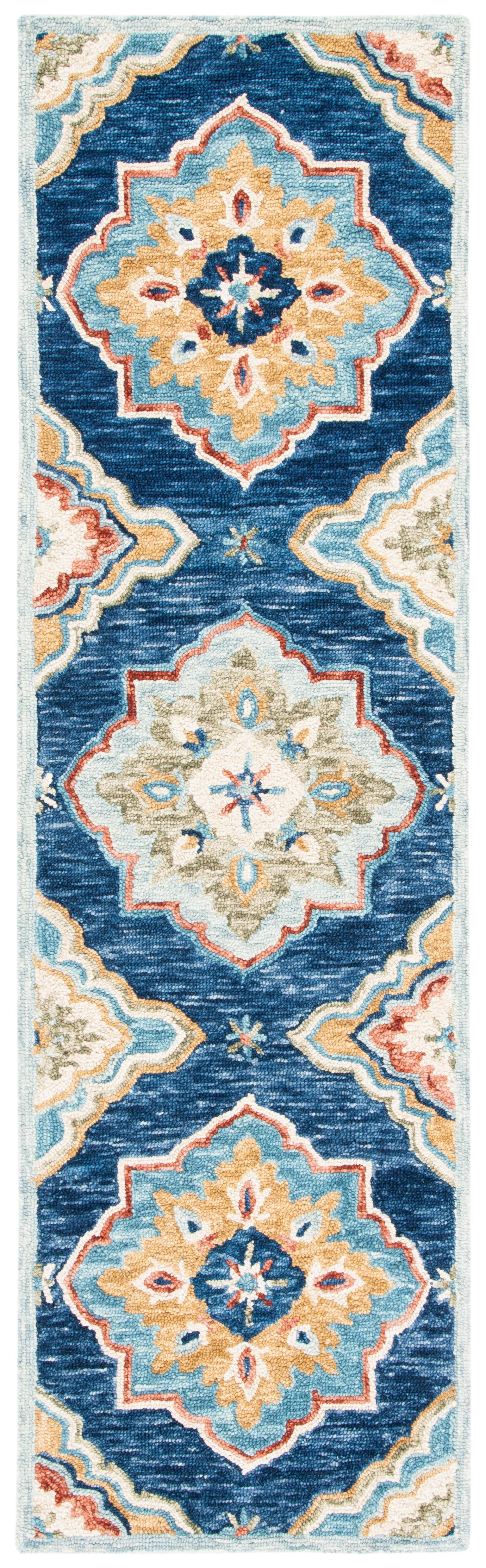 Suzani SZN503 Hand Tufted Runner Rug - Navy/Green - 2'3"x8' - Safavieh.