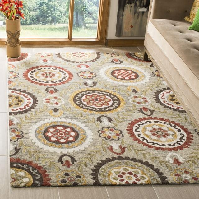 Suzani SZN374 Hand Hooked Indoor Area Rug - Grey/Multi - 8'x10' - Safavieh