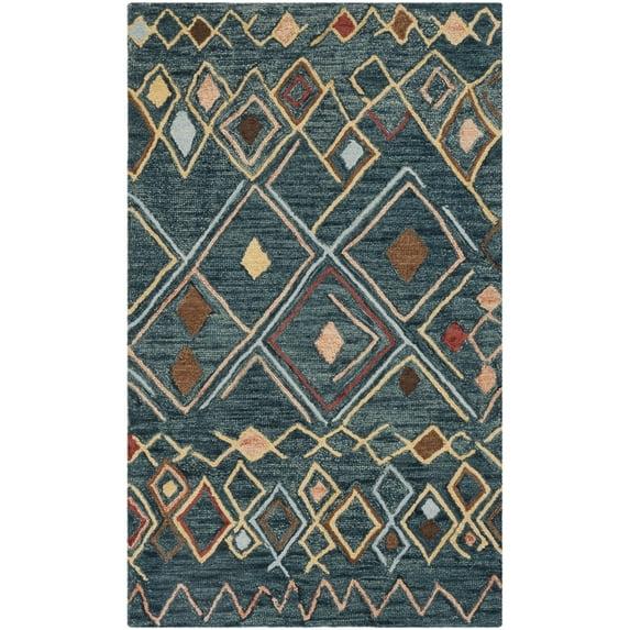 Suzani SZN314 Hand Hooked Indoor Accent Rug - Dark Blue/Multi - 3'x5' - Safavieh