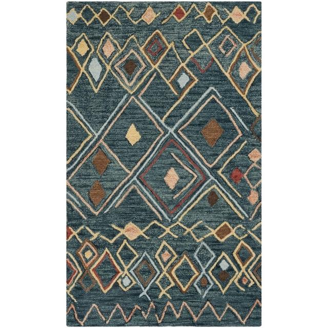 Suzani SZN314 Hand Hooked Indoor Accent Rug - Dark Blue/Multi - 3'x5' - Safavieh