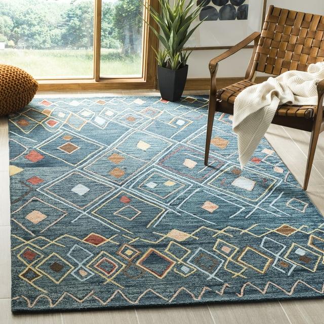 Suzani SZN314 Hand Hooked Indoor Area Rug - Dark Blue/Multi - 8'x10' - Safavieh