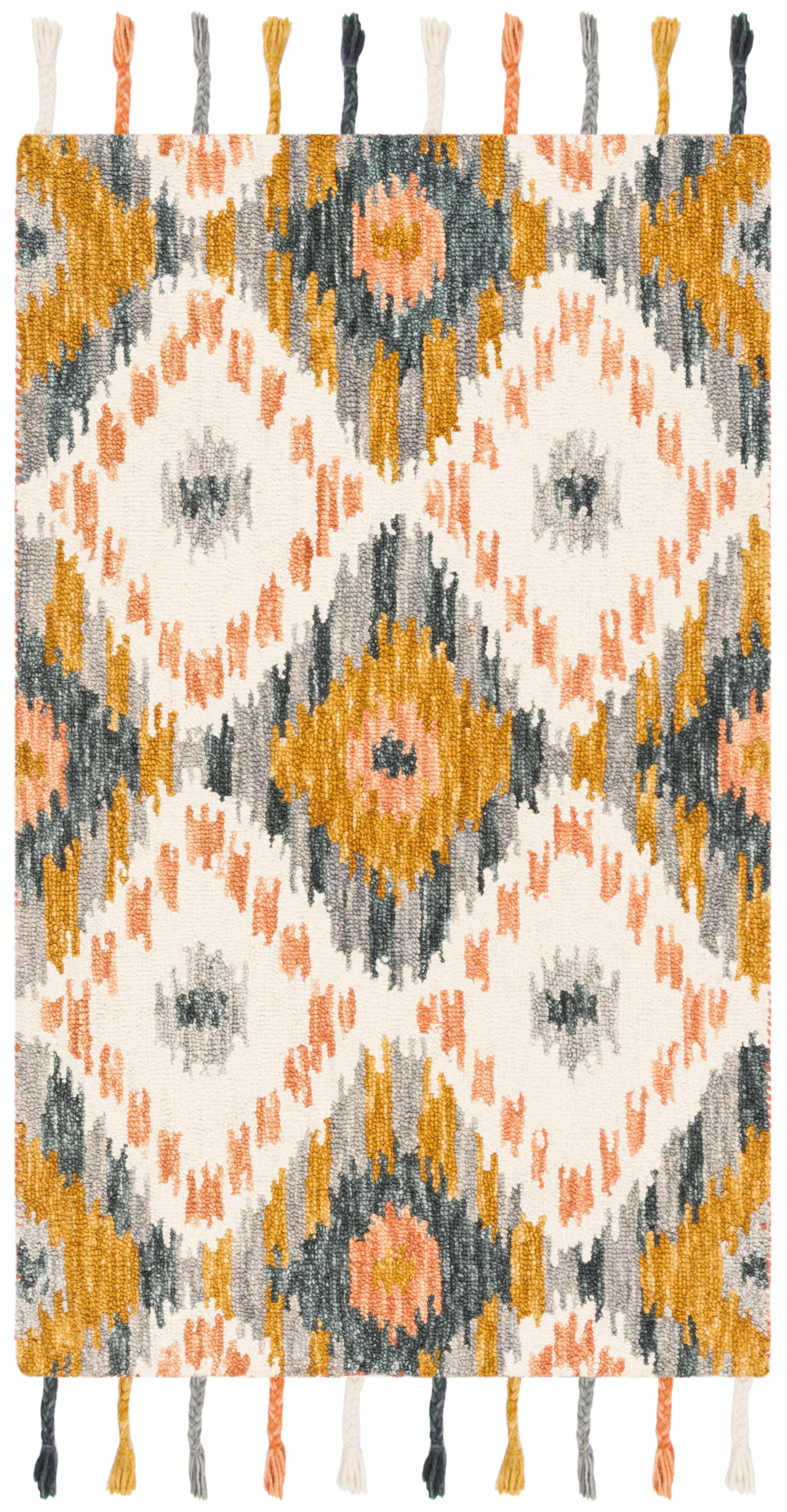 Suzani SZN201 Hand Hooked Indoor Accent Rug - Ivory/Gold - 3'x5' - Safavieh.
