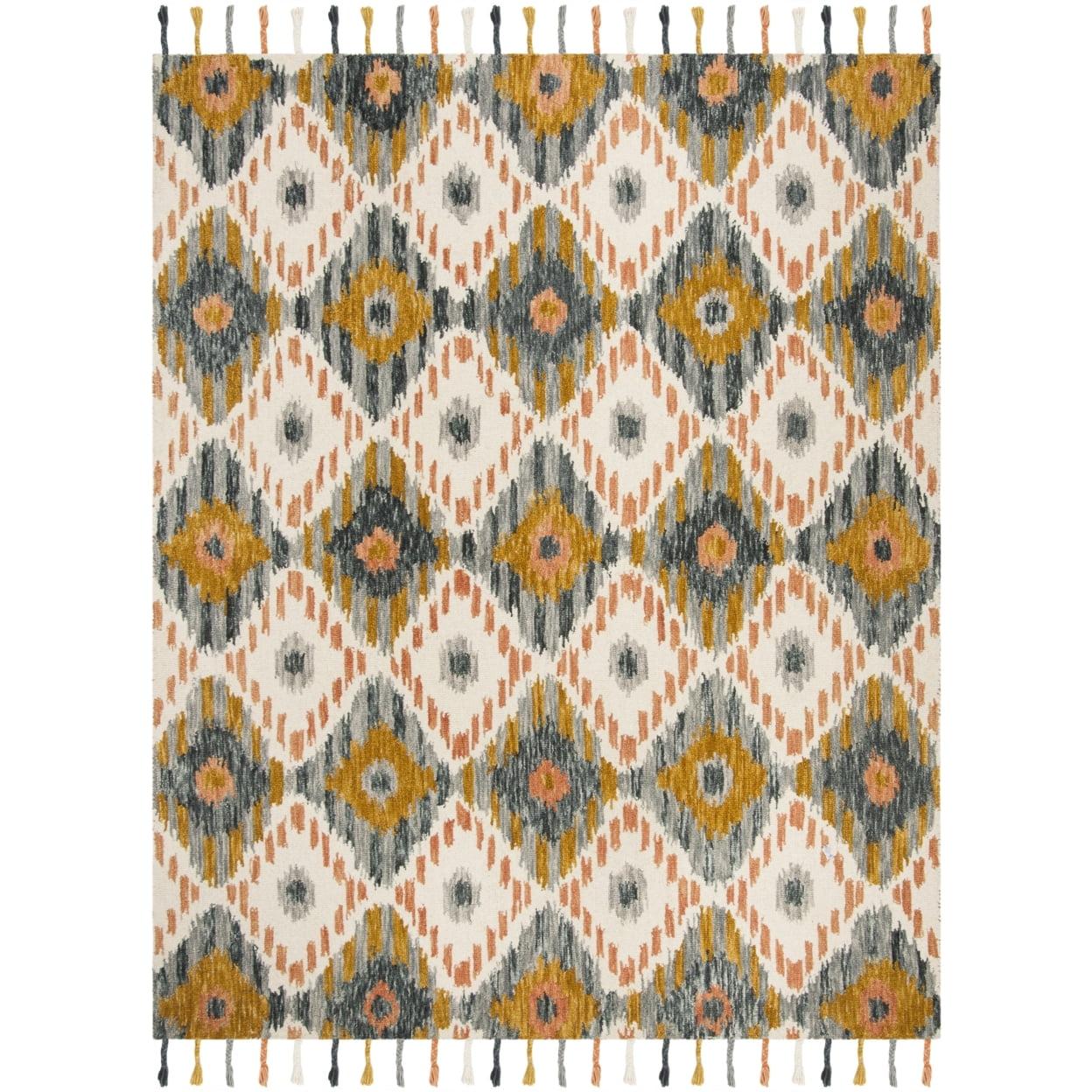 Suzani SZN201 Hand Hooked Indoor Runner Rug - Ivory/Gold - 2'3"x8' - Safavieh.