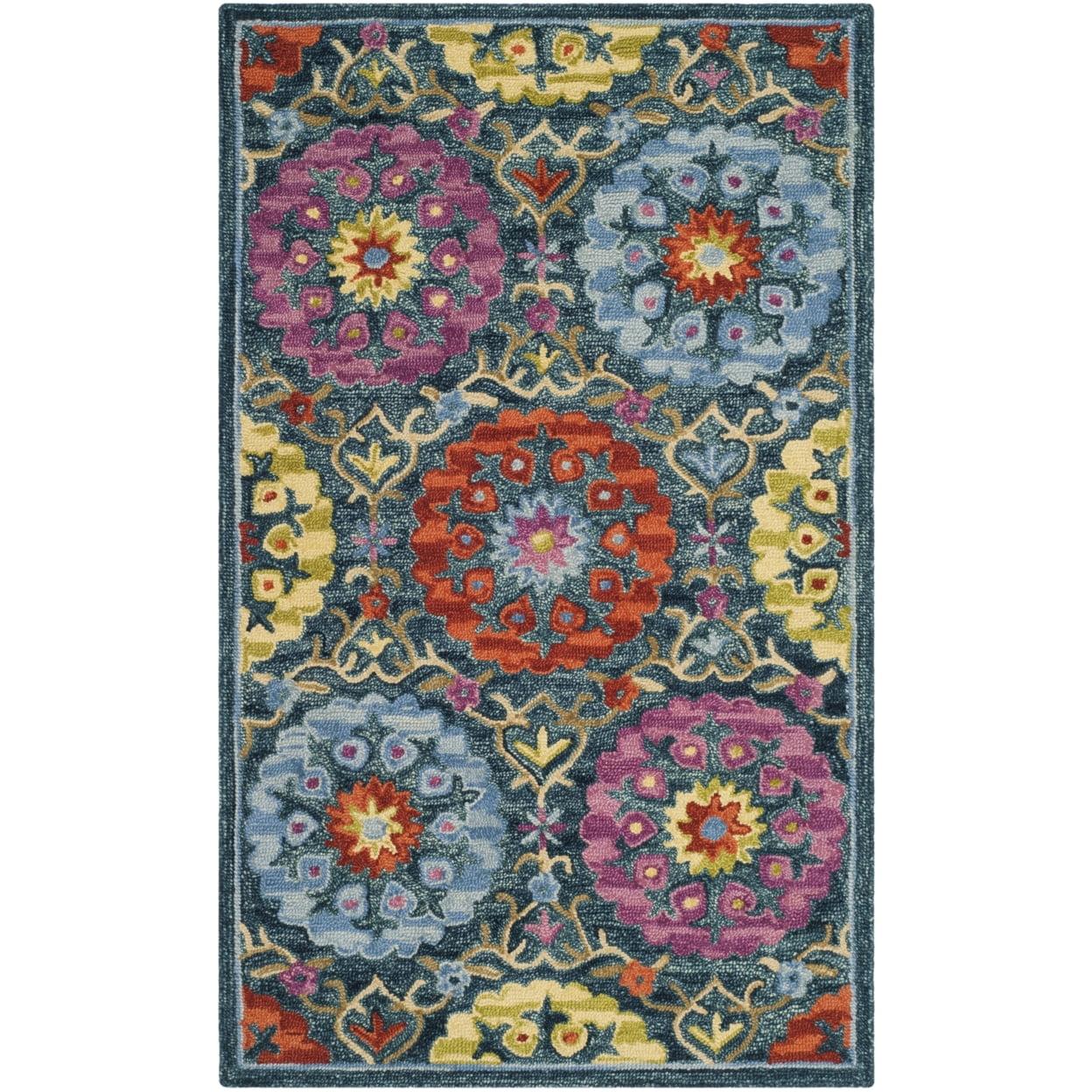 Suzani SZN328 Hand Hooked Indoor Area Rug  - Safavieh