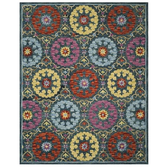 Suzani SZN328 Hand Hooked Indoor Area Rug - Blue/Multi - 8'x10' - Safavieh.