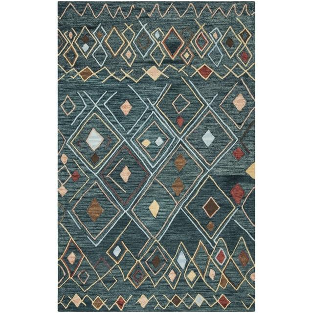 Suzani SZN314 Hand Hooked Area Rug - Dark Blue/Multi - 4'x6' - Safavieh.