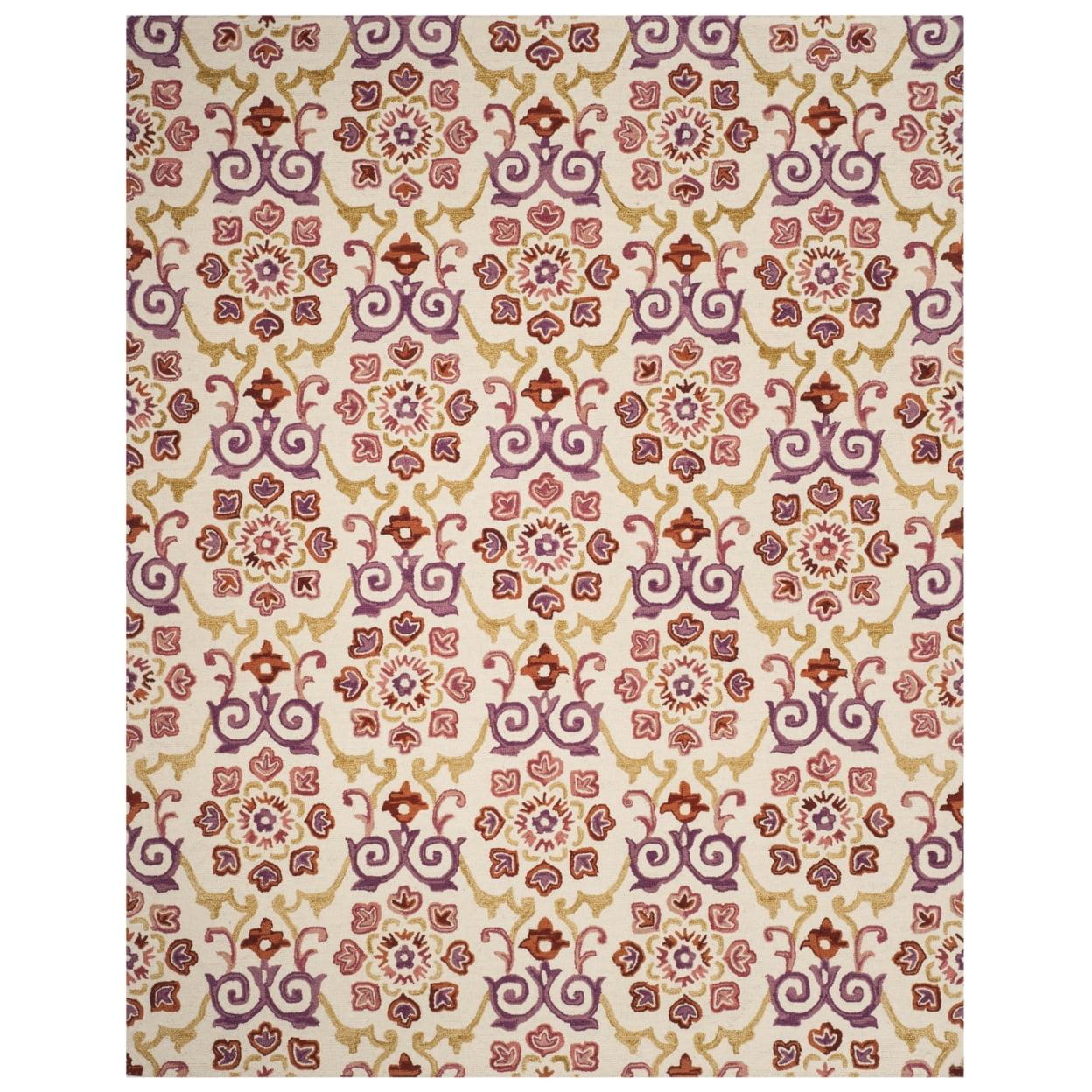 Ivory and Rust Hand-Knotted Wool Area Rug, 8' x 10'