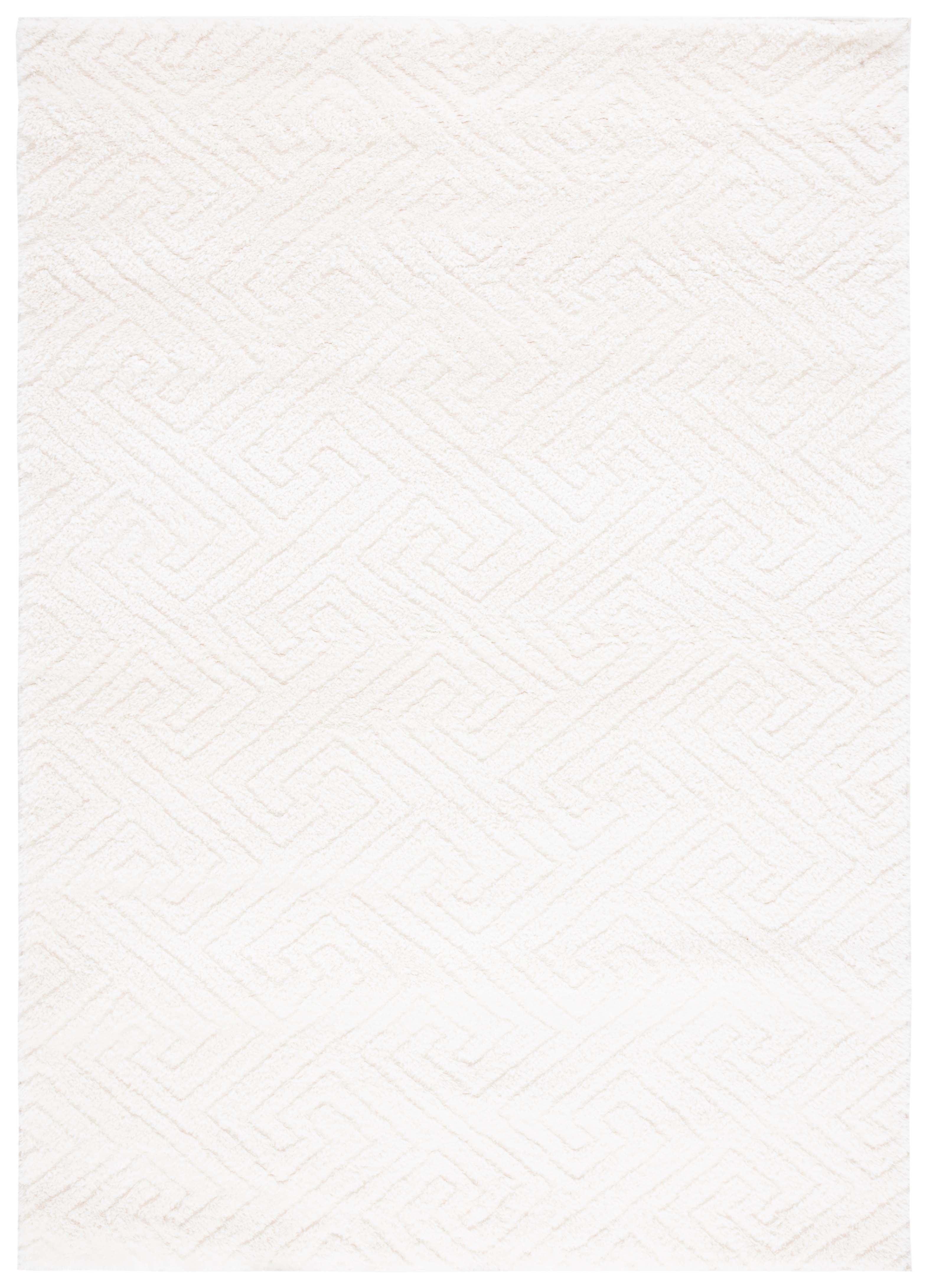 SAFAVIEH Tahoe Ainsley Geometric Shag Area Rug, White, 5' x 7'