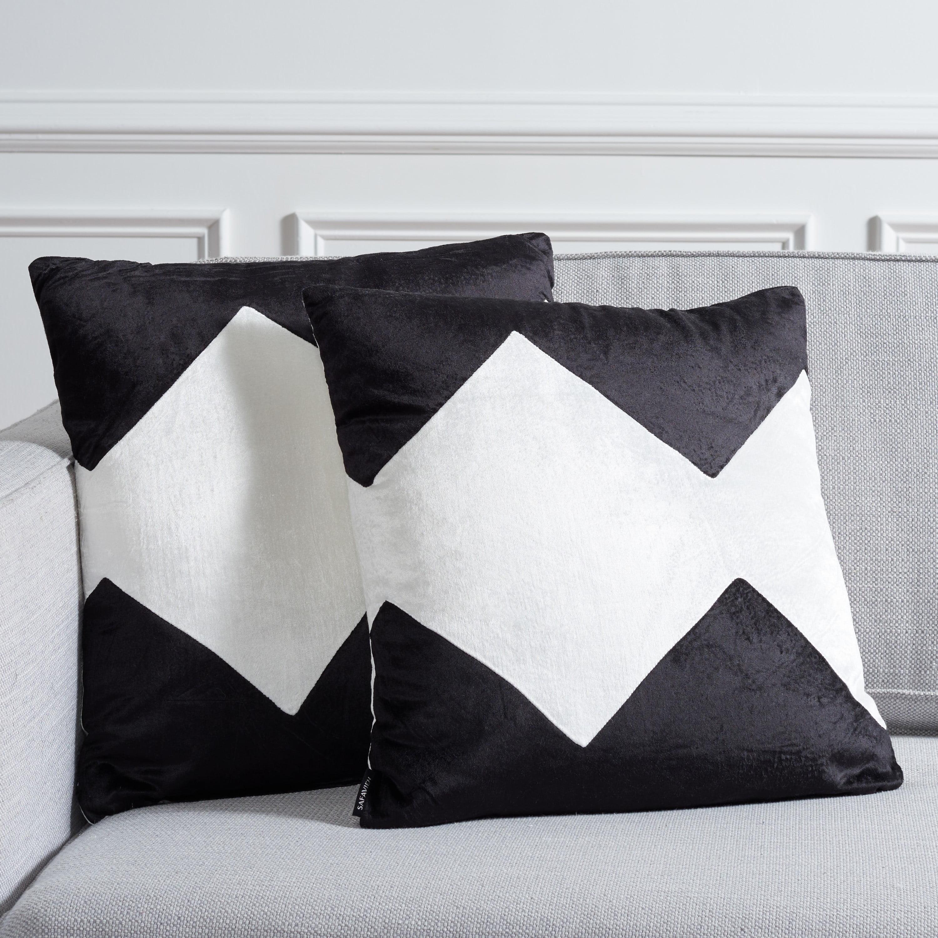 Tabytha 18x18 Black and Ivory Cotton Pillow Set