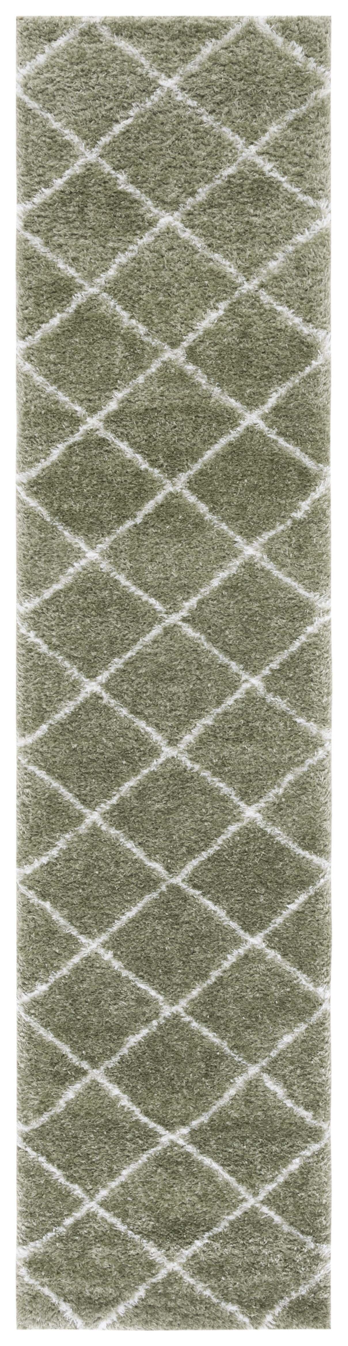 Tahoe Shag THO676 Power Loomed Runner Rug - Sage/White - 2'x9' - Safavieh.