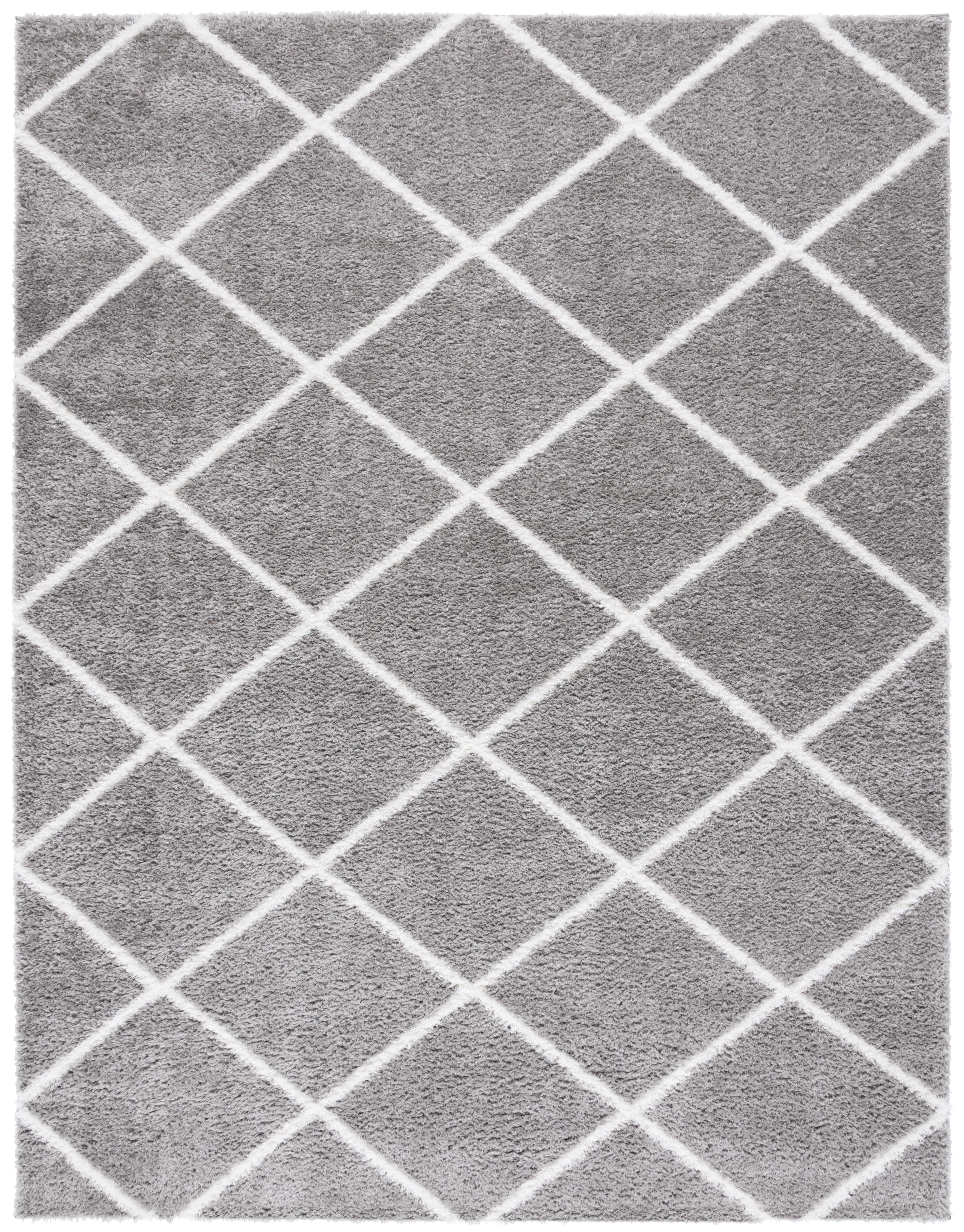 SAFAVIEH Tahoe Elwyn Geometric Shag Area Rug, Grey/White, 9' x 12'