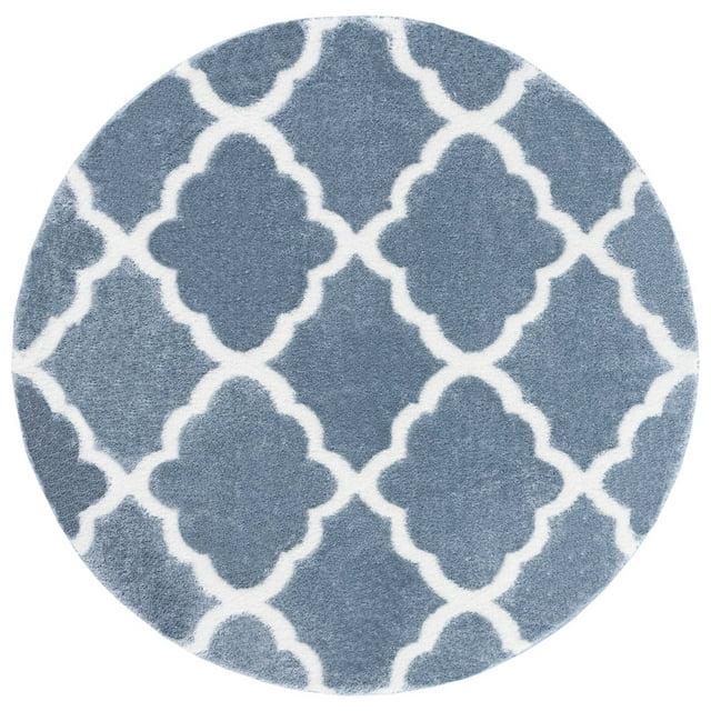 Tahoe Shag THO675 Power Loomed Area Rug - Blue/White - 6'7" round - Safavieh.
