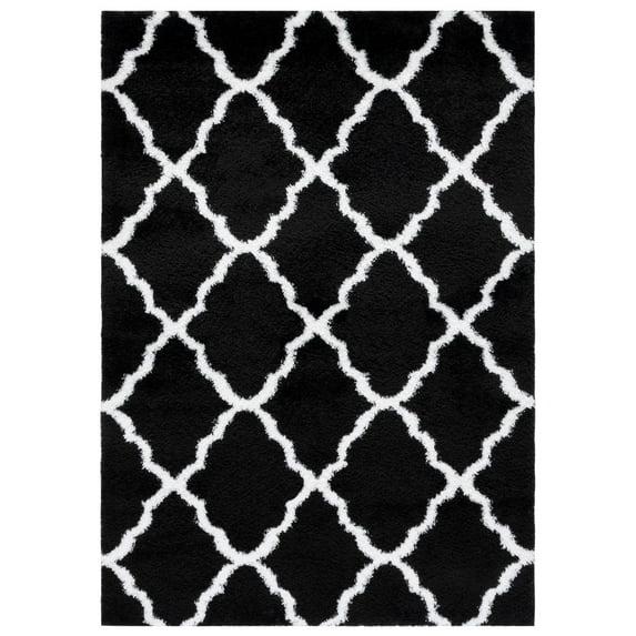 Tahoe Shag THO675 Power Loomed Indoor Area Rug - Black/White - 6'7"x6'7" - Safavieh