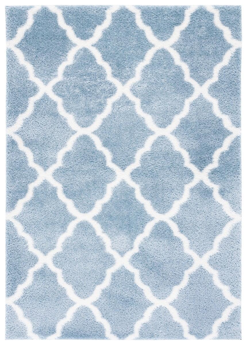 SAFAVIEH Tahoe Gerald Quatrefoil Shag Area Rug, 9' x 12', Blue/White