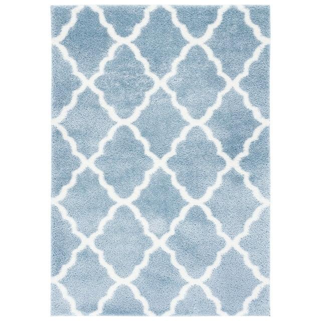SAFAVIEH Tahoe Gerald Quatrefoil Shag Area Rug, 9' x 12', Blue/White