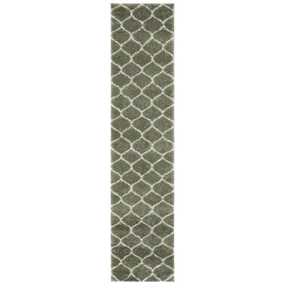 Tahoe Shag THO677 Power Loomed Indoor Runner Rug - Sage/White - 2'x9' - Safavieh