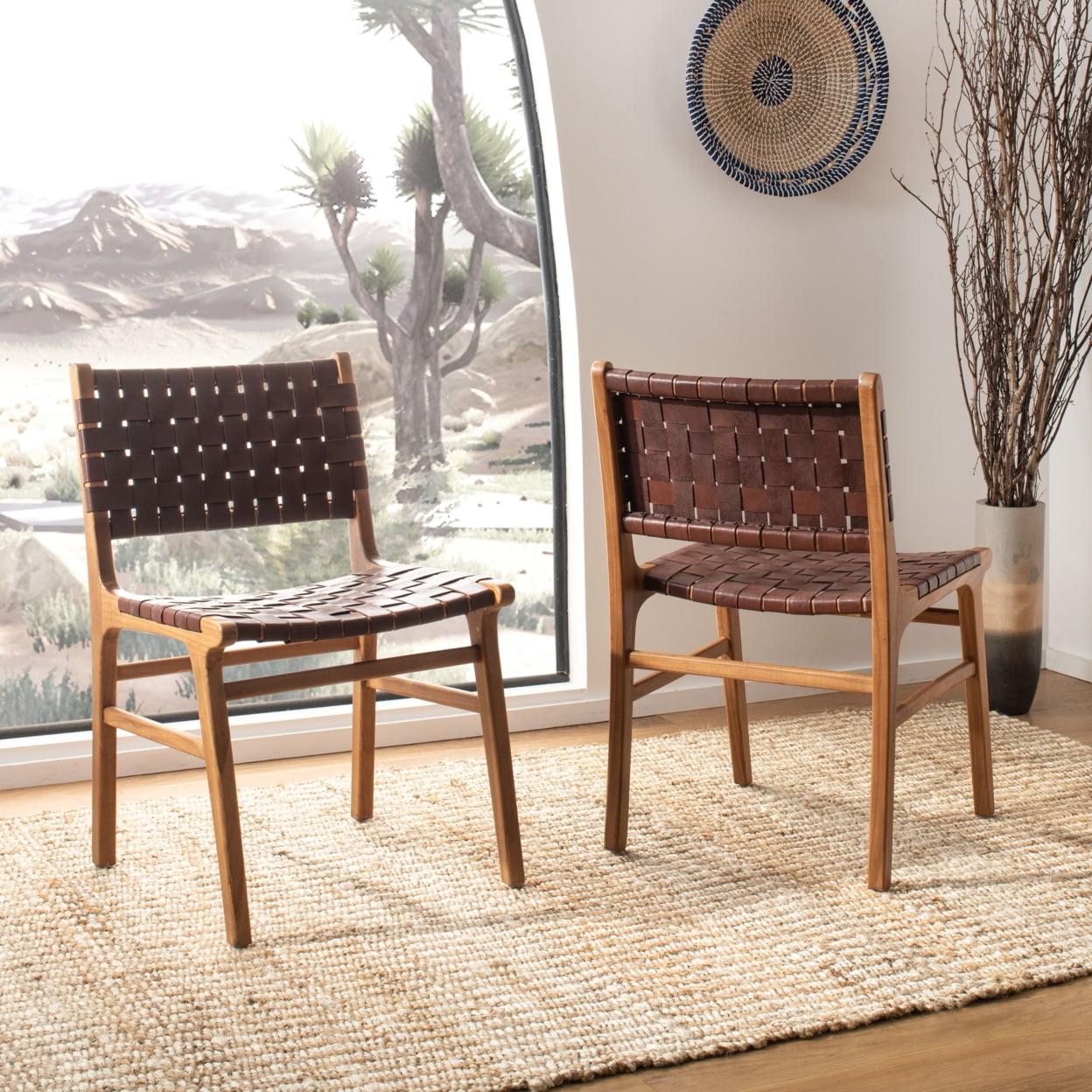 Taika Woven Leather Dining Chair (Set of 2)  - Safavieh