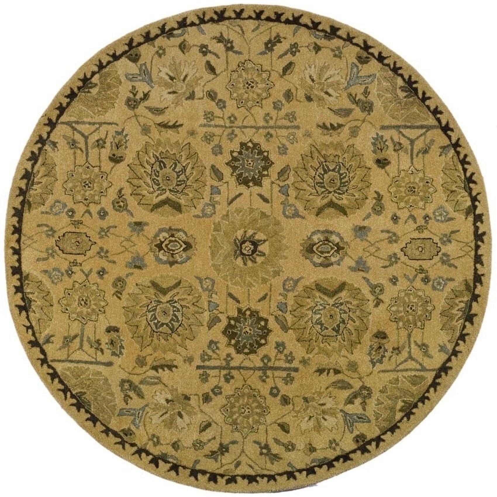 Handmade Multicolor Tufted Wool and Cotton Round Rug