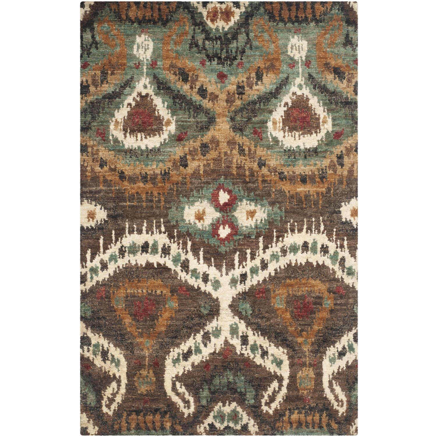 Handmade Multicolor Wool and Viscose Tufted Rectangular Rug