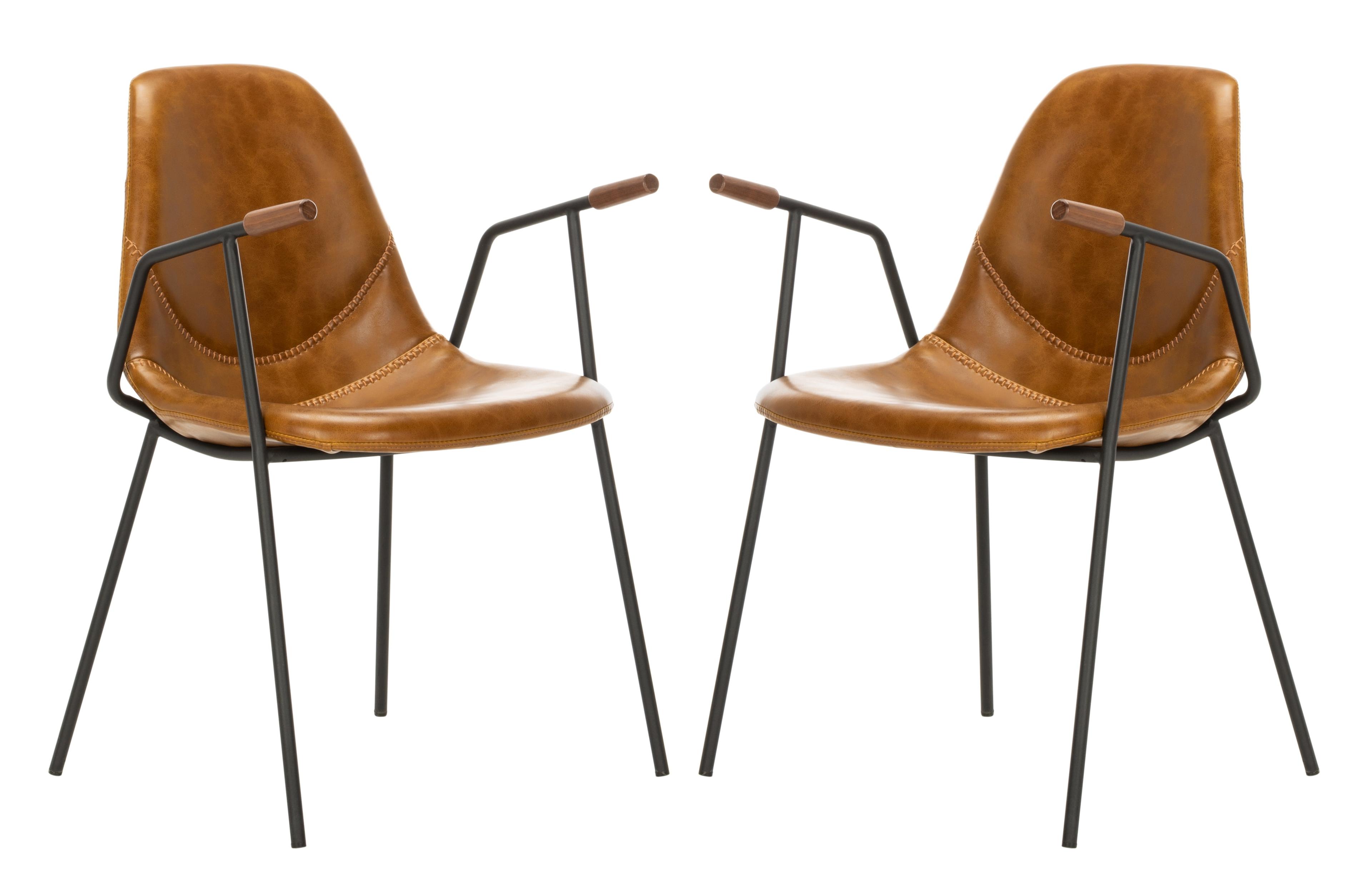Tanner Mid-Century Dining Chair (Set of 2) - DCH3001 - Cognac/Black - Safavieh