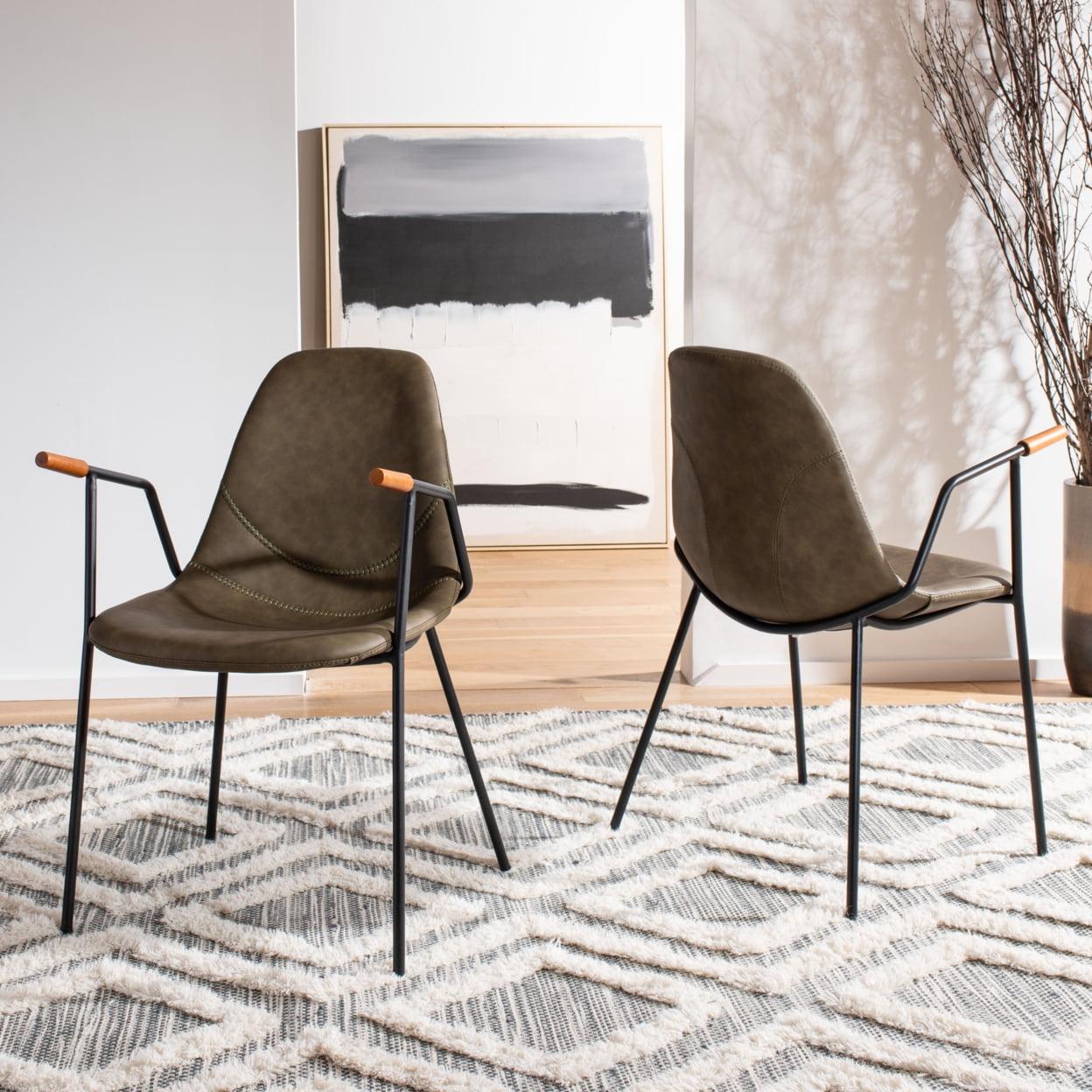 Tanner Mid-Century Dining Chair (Set of 2) - DCH3001 - Olive/Black - Safavieh