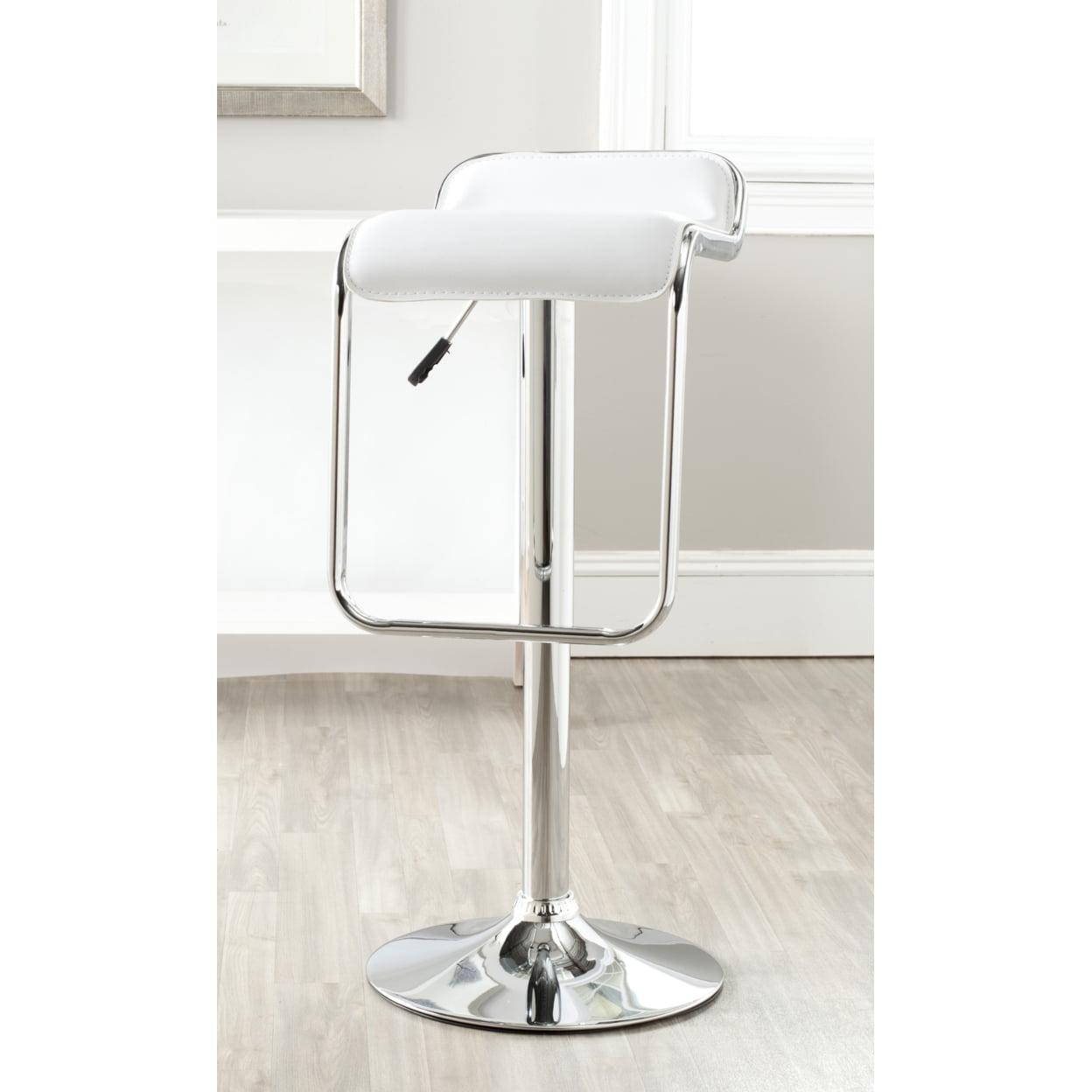 Taronda White Adjustable Swivel Bar Stool with Chrome Base