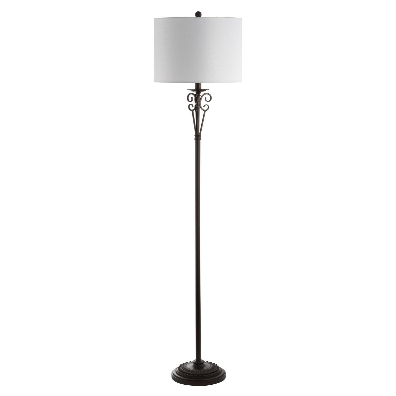 Elegant Antique Brass Floor Lamp with Off-White Shade and 3-Way Switch