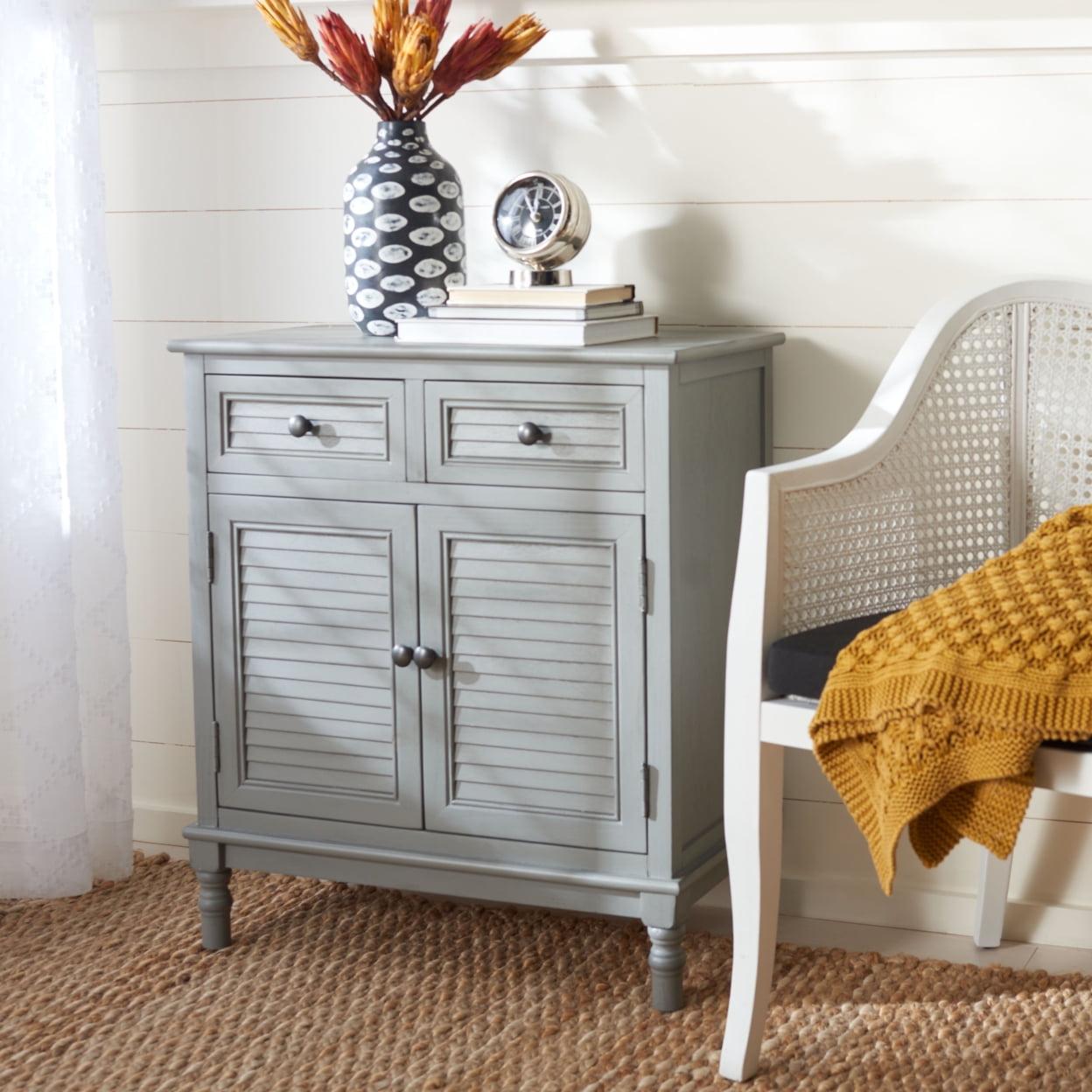 Tate Farmhouse Chic Distressed Grey 2-Drawer Sideboard