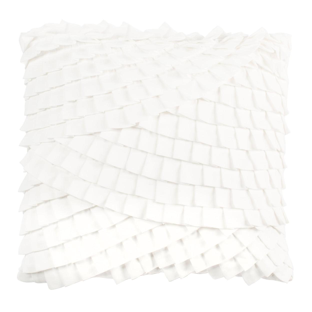 Teagen White Ruffled 18" Square Decorative Pillow