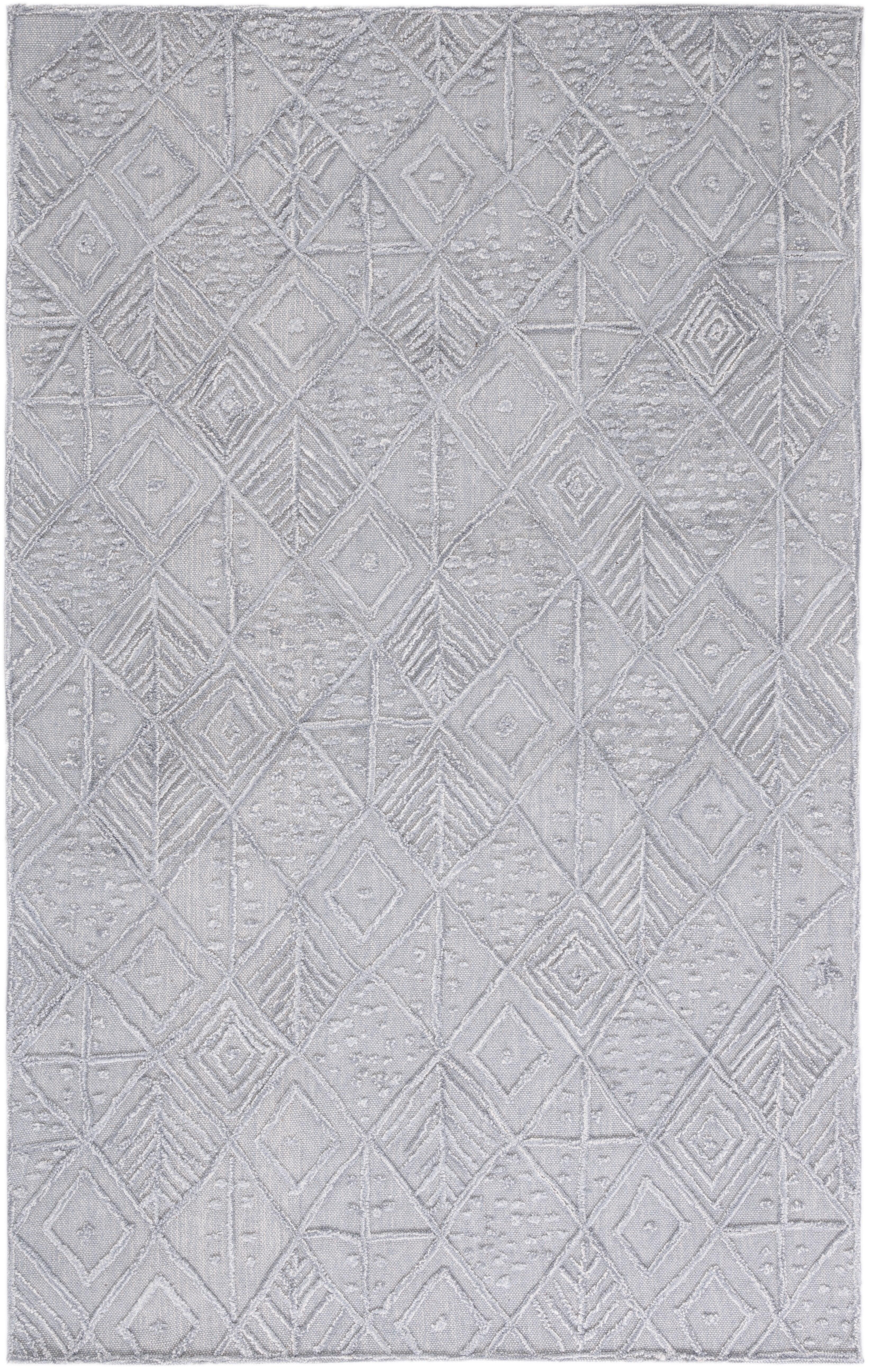 Gray Hand-Tufted Wool Geometric 3' x 5' Area Rug