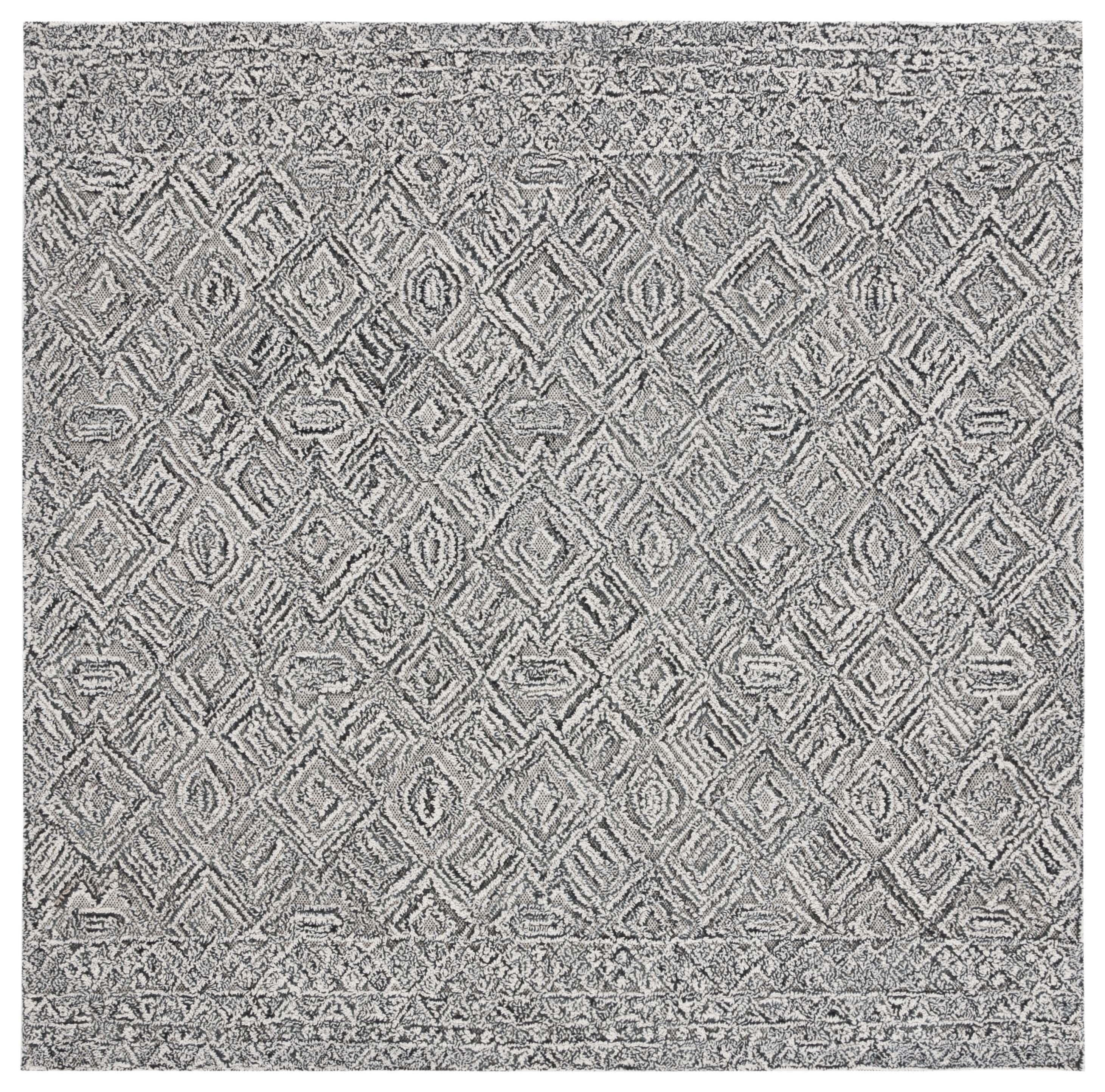 Textural TXT201 Hand Tufted Indoor Area Rug - Black/Ivory - 6'x6' - Safavieh