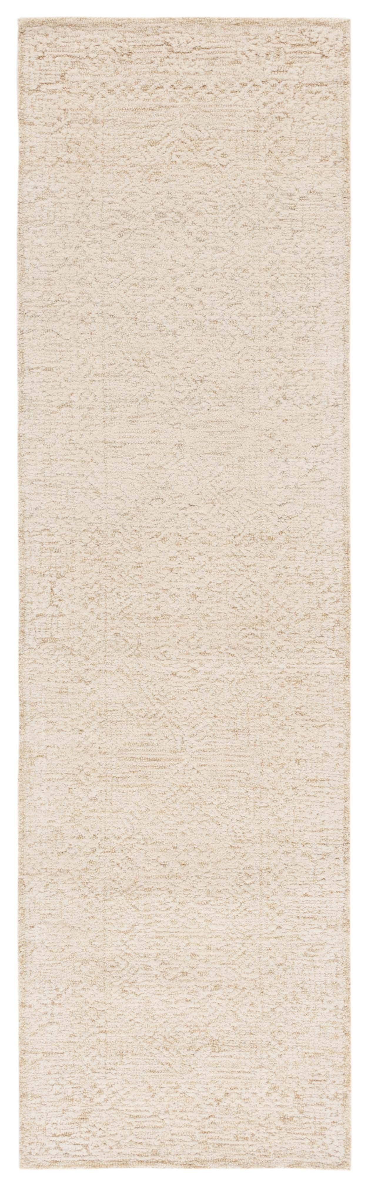 Ivory Geometric Hand-Tufted Wool Runner Rug, 2'3" x 8'