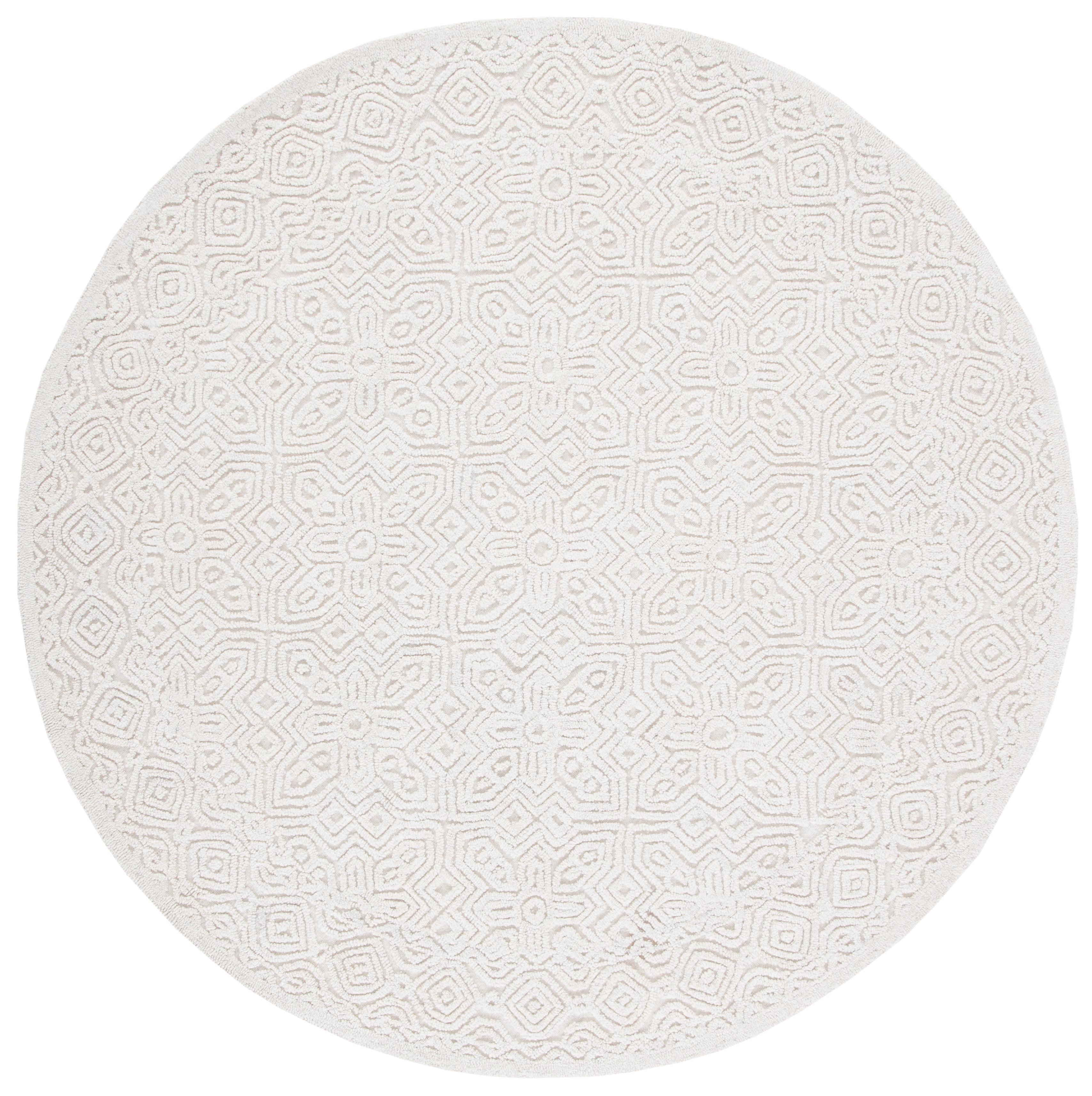 SAFAVIEH Textural Dinah Geometric Area Rug, Ivory, 4' x 4' Round