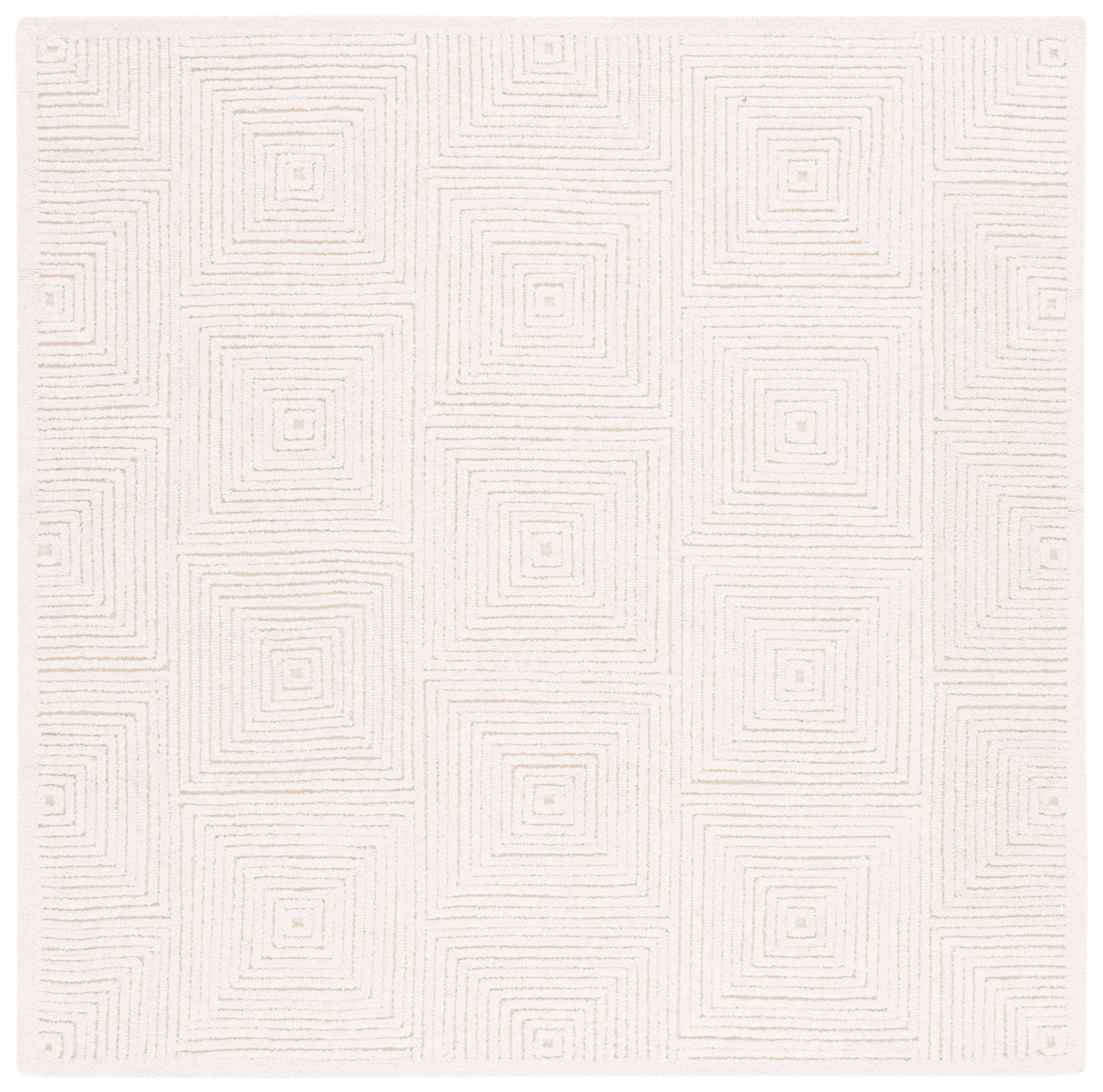 SAFAVIEH Textural Vince Geometric Area Rug, Ivory, 4' x 4' Square