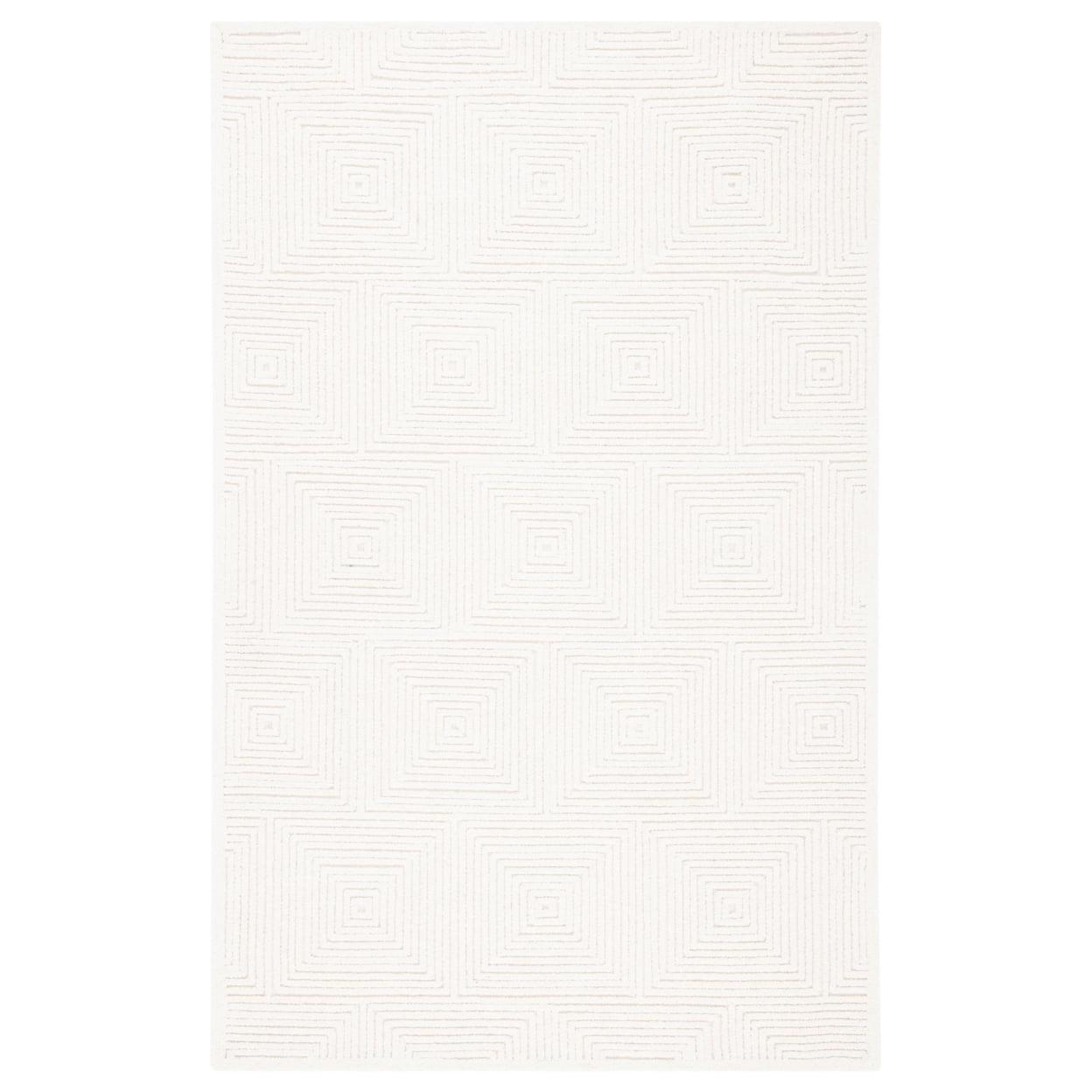 Ivory Square Hand-Tufted Wool Area Rug 4' x 4'