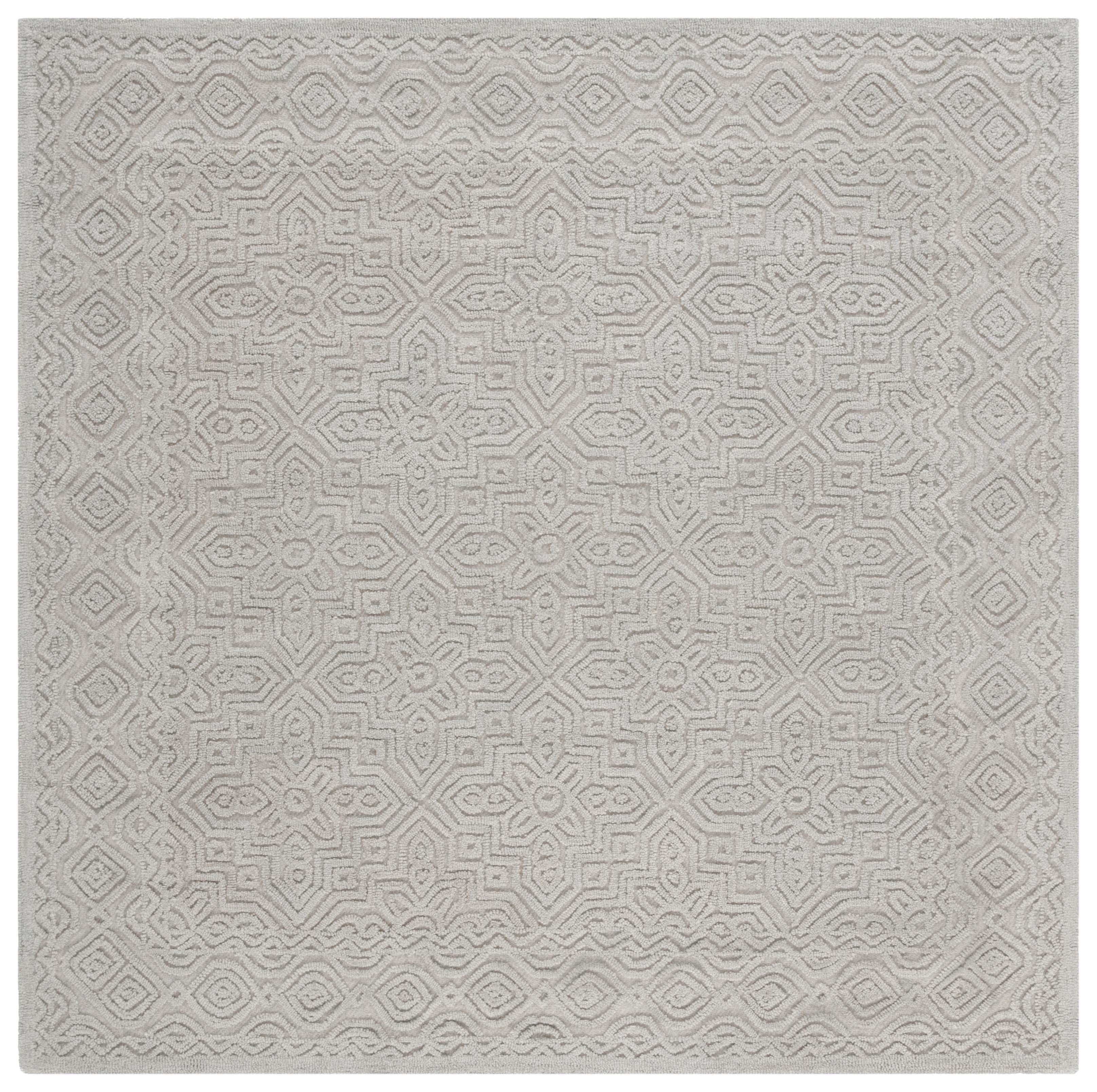 SAFAVIEH Textural Dinah Geometric Area Rug, Silver, 6' x 6' Square