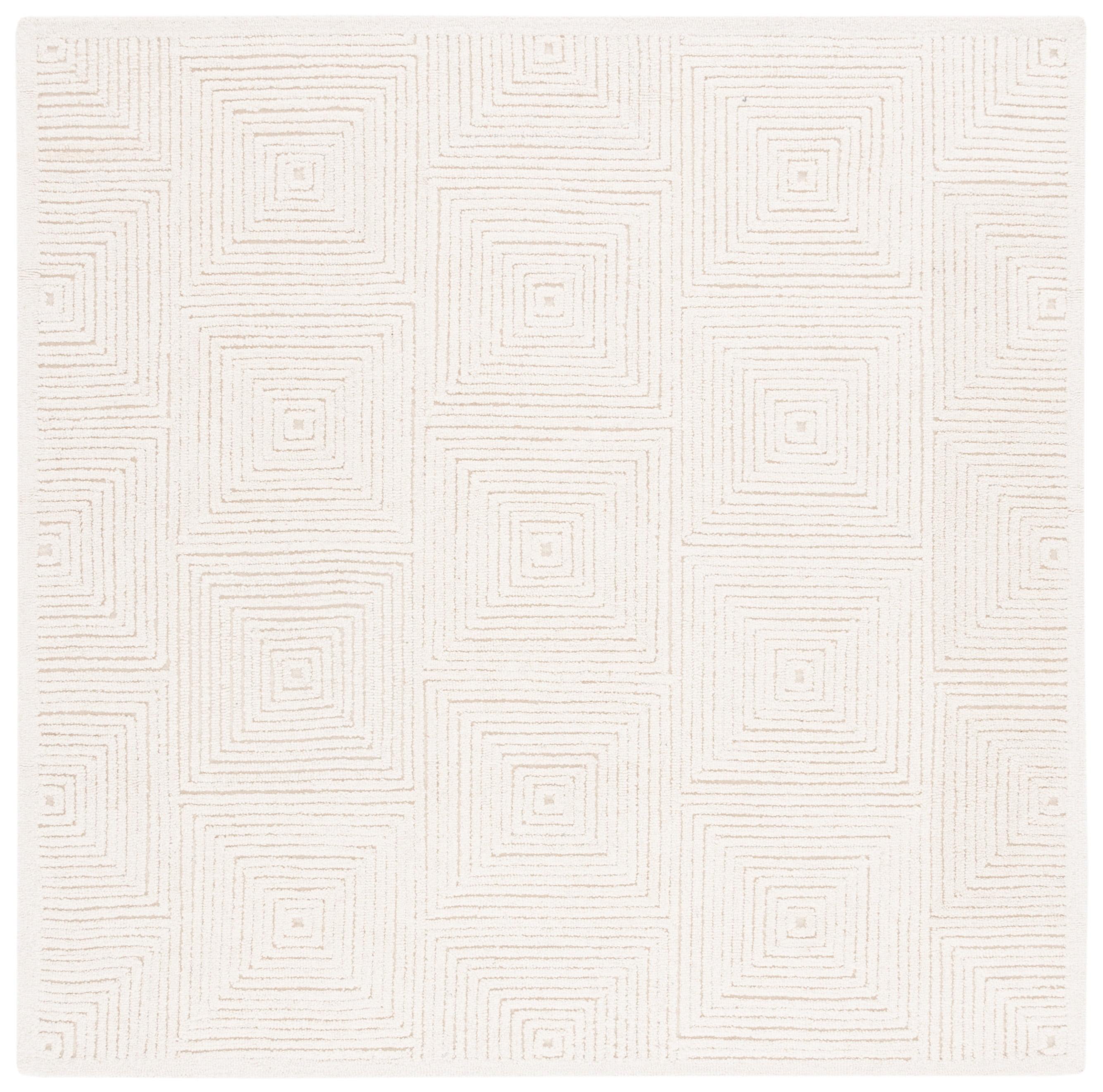 SAFAVIEH Textural Vince Geometric Area Rug, Ivory, 8' x 8' Square