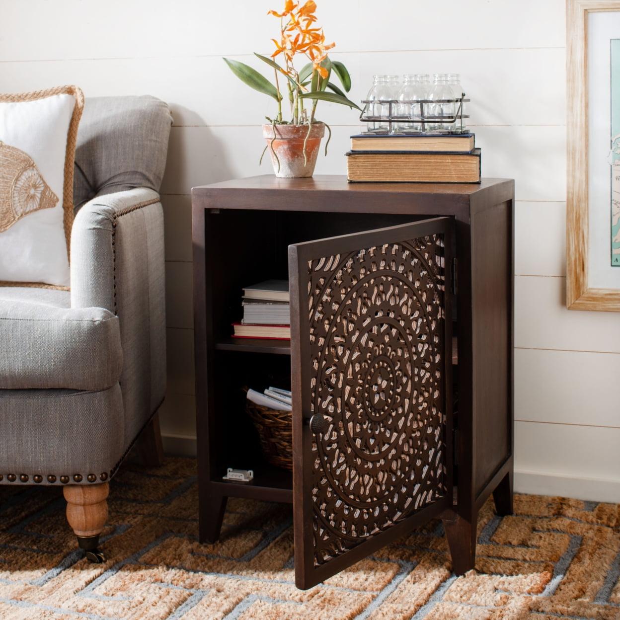 Thea 1 Door Carved Nightstand  - Safavieh