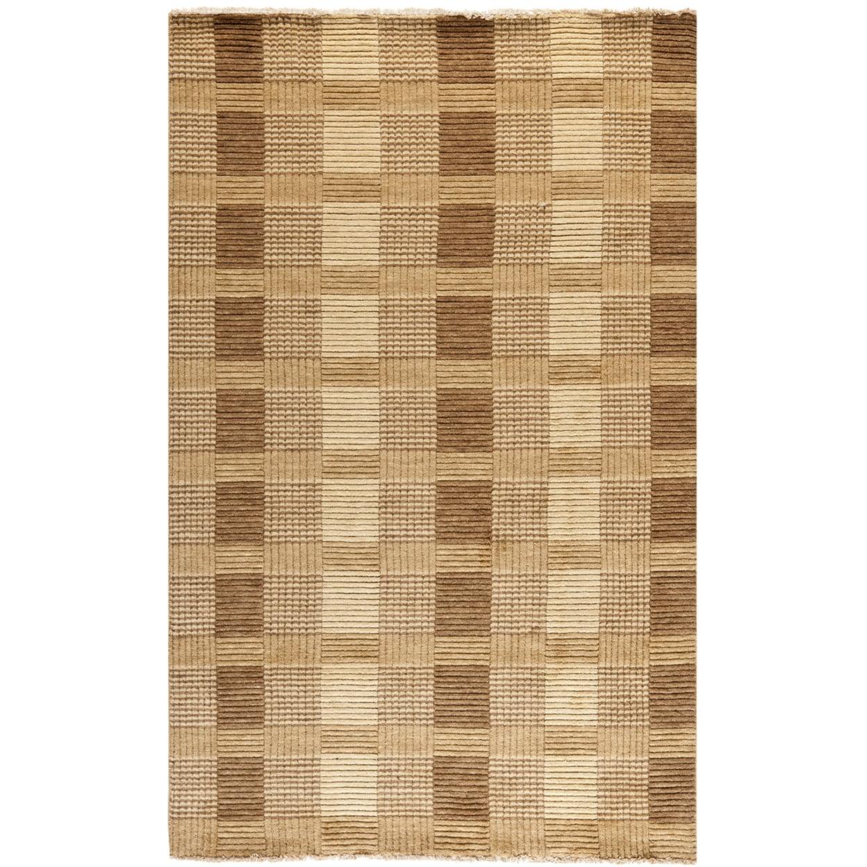 Hand-Knotted Wool Brown Area Rug