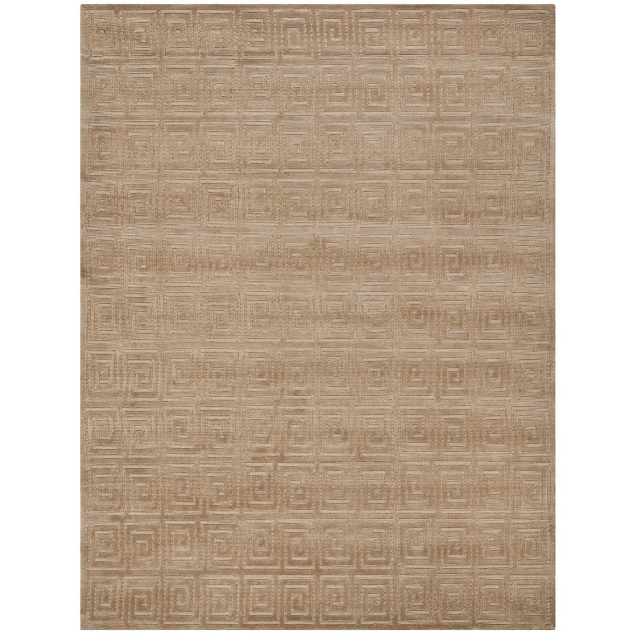 Camel Geometric Hand-Knotted Wool Rug, 6' x 9'