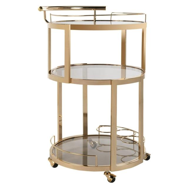 Rio 3 Tier Round Bar Cart - BCT8002A - Gold/Tea - Safavieh
