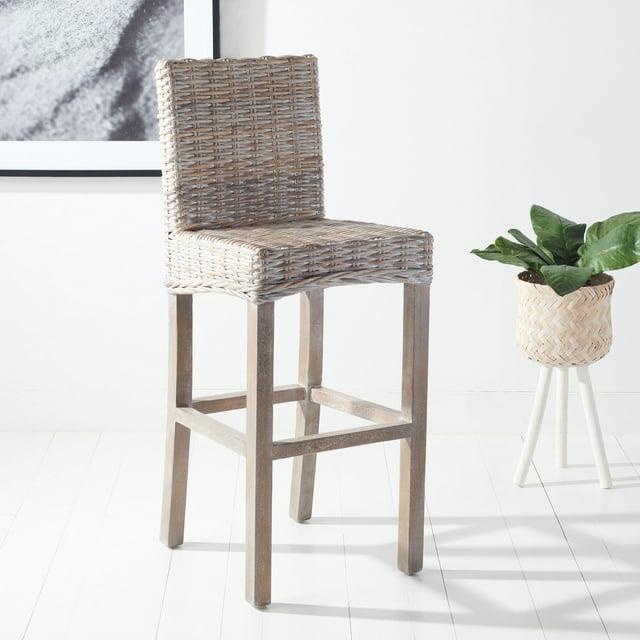 Tobie Rattan Bar Stool - BST6500 - Grey White Wash - Safavieh