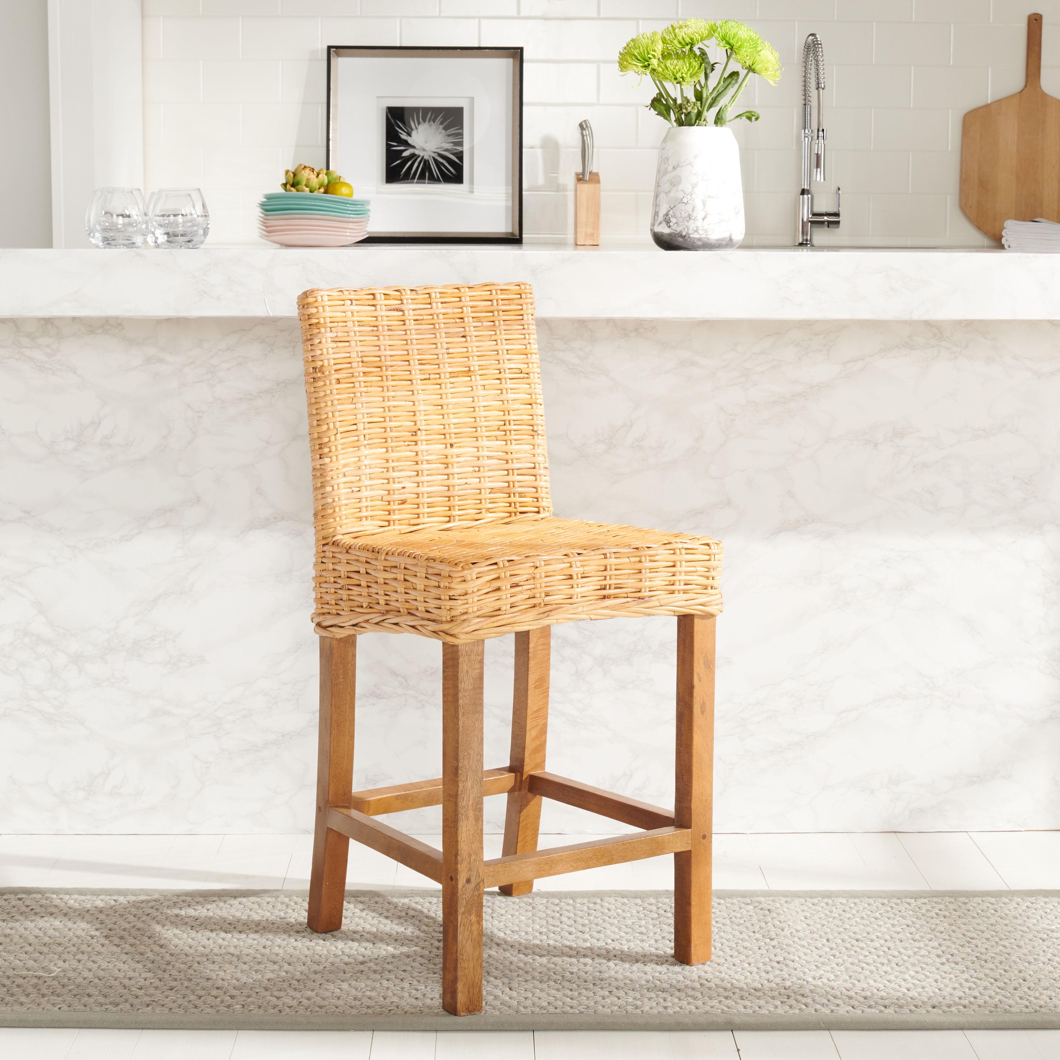 Tobie Rattan Counter Stool - BST6501 - Natural/Golden Brown - Safavieh