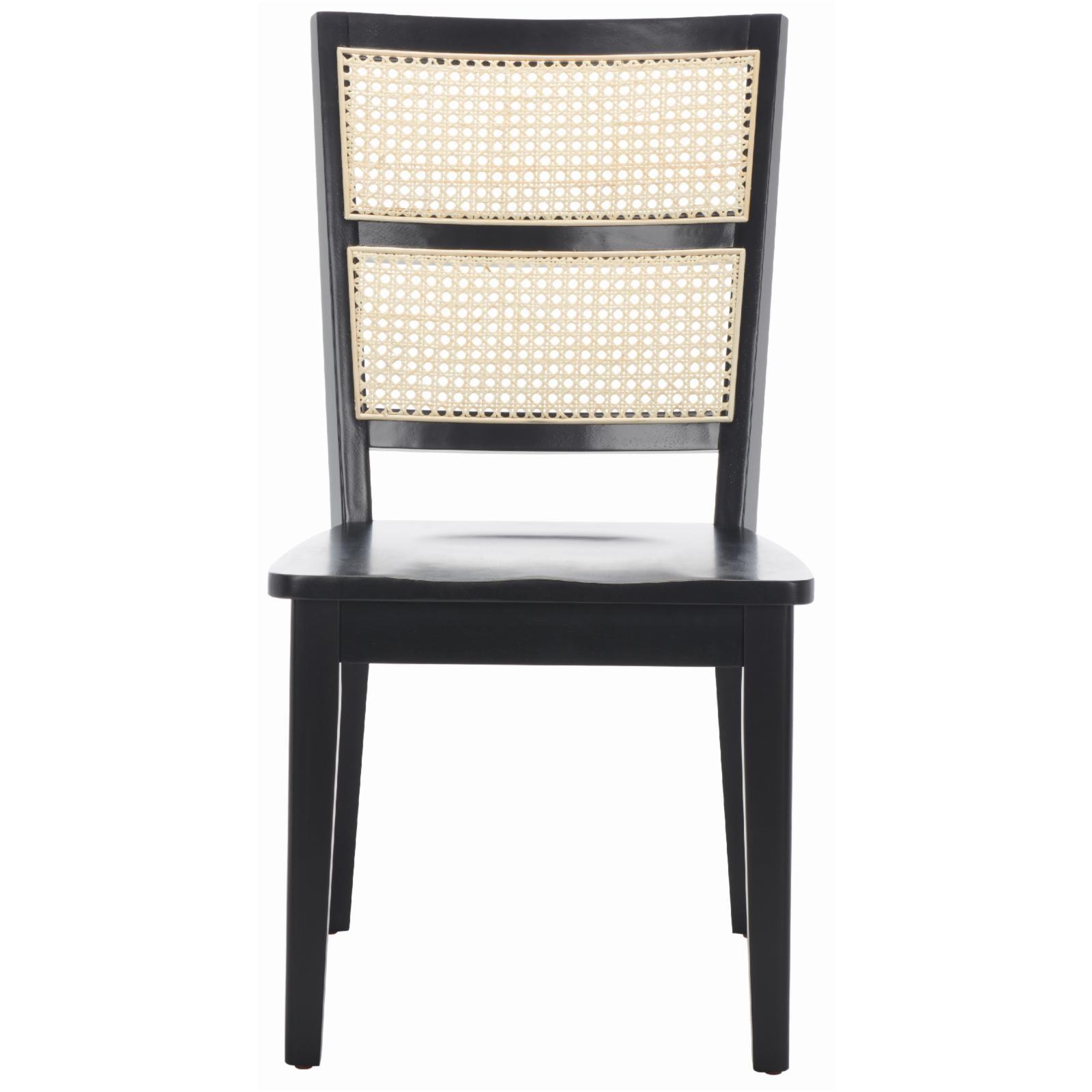 Black and Natural Woven Rattan Back Dining Chair Set