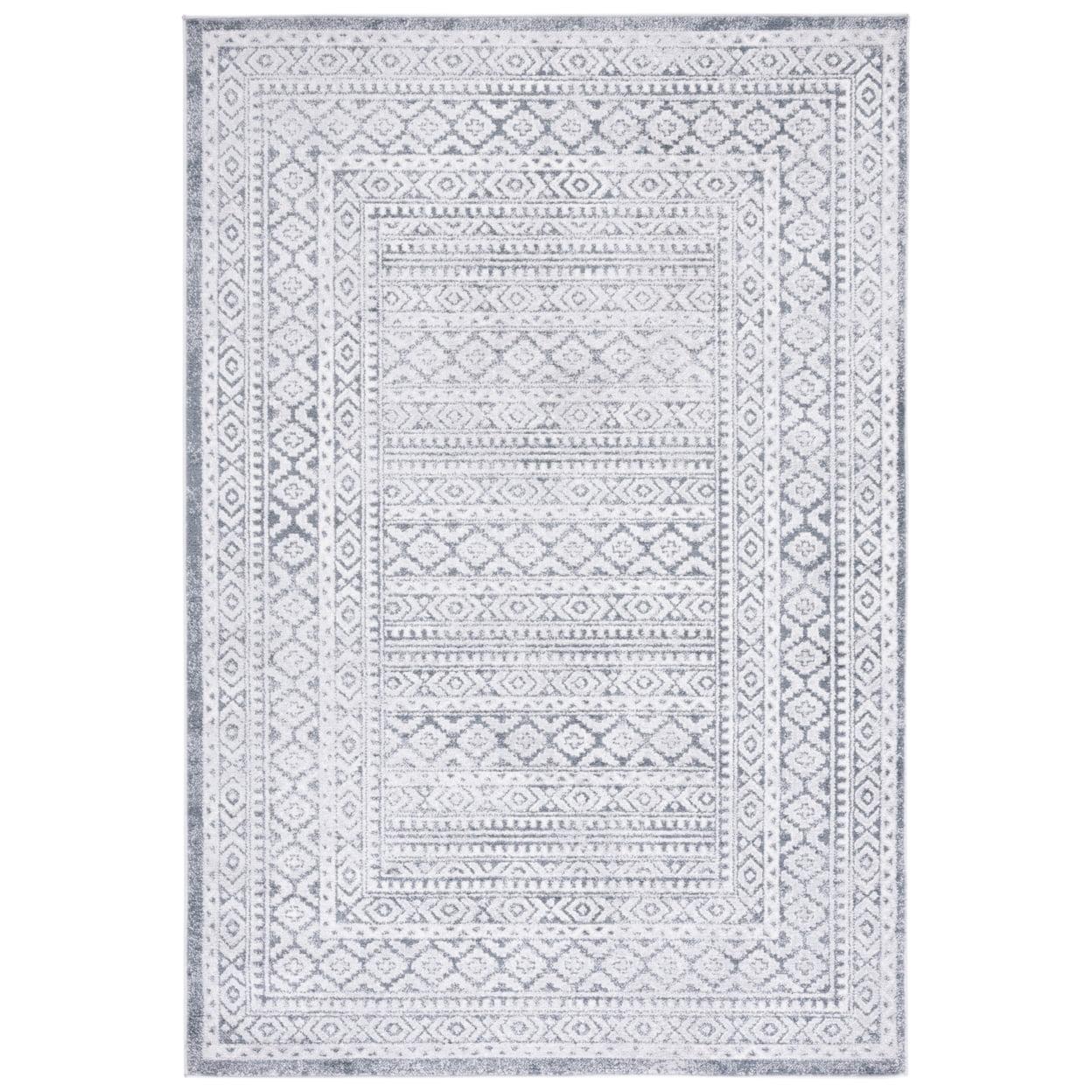 Abstract Gray Synthetic 79" Square Easy-Care Rug