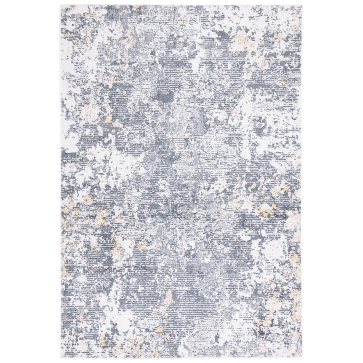 Abstract Elegance 8' x 10' Gray Synthetic Area Rug