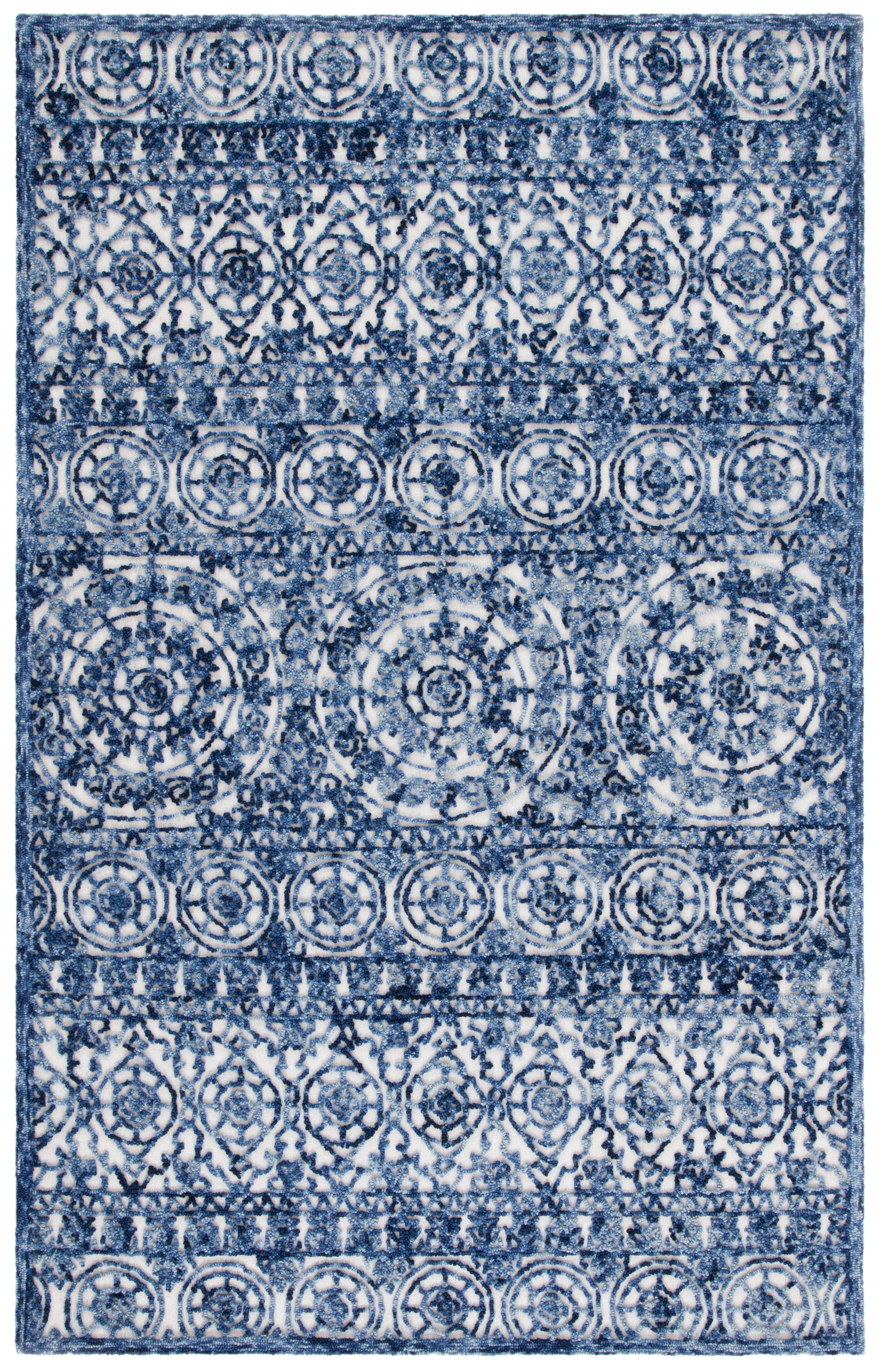 Trace TRC701 Hand Tufted Area Rug - Navy/Ivory - 5'x8' - Safavieh.