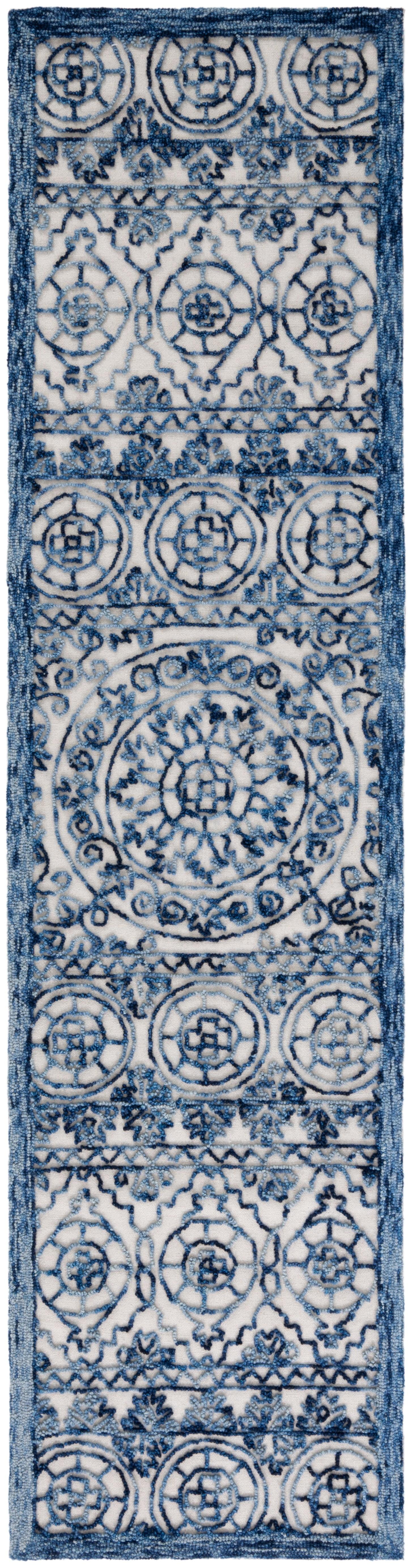 Trace TRC701 Hand Tufted Runner Rug - Navy/Ivory - 2'3"x9' - Safavieh.