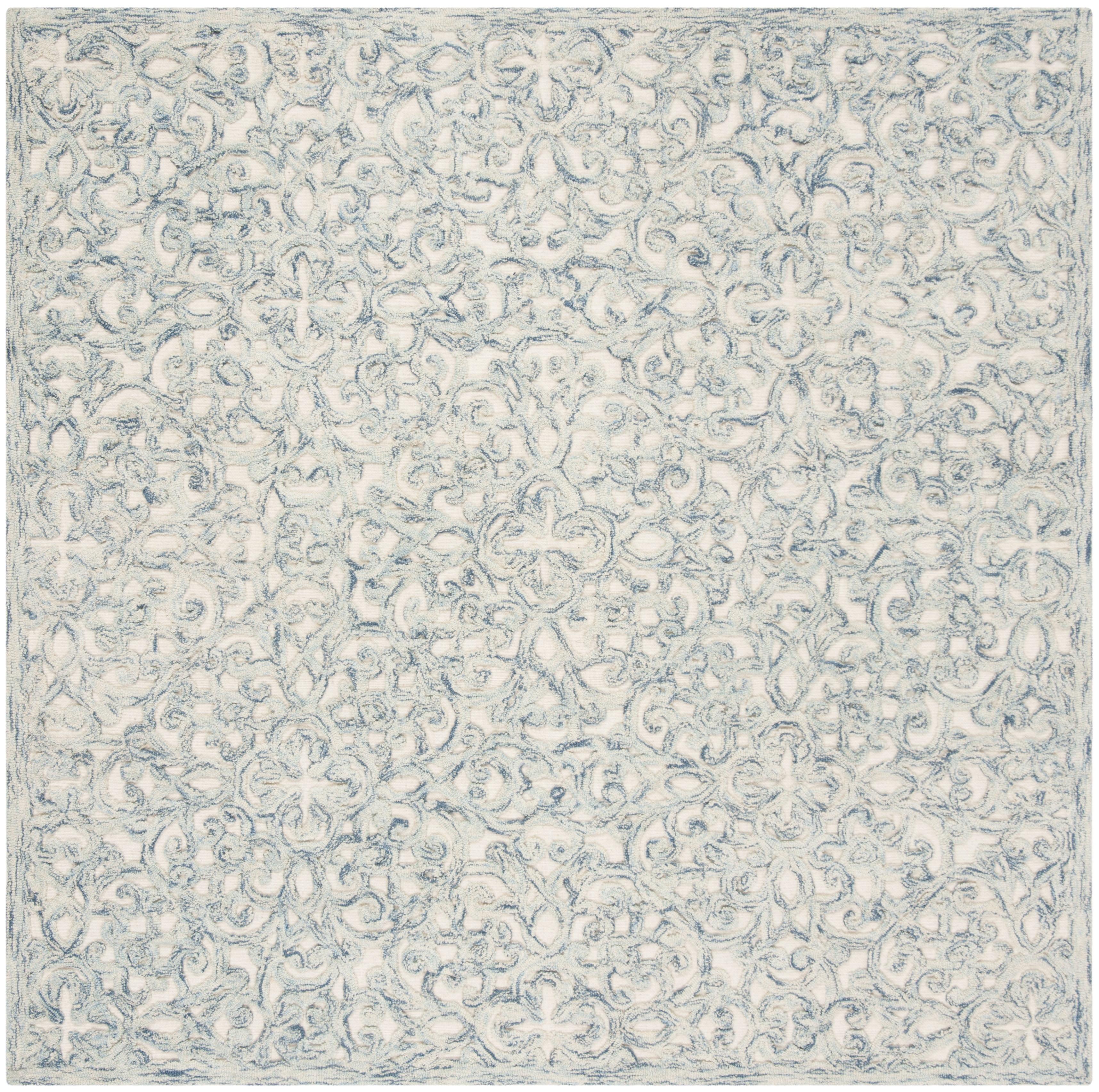 Trace TRC103 Hand Tufted Indoor Accent Rug - Blue/Ivory - 4'x4' - Safavieh